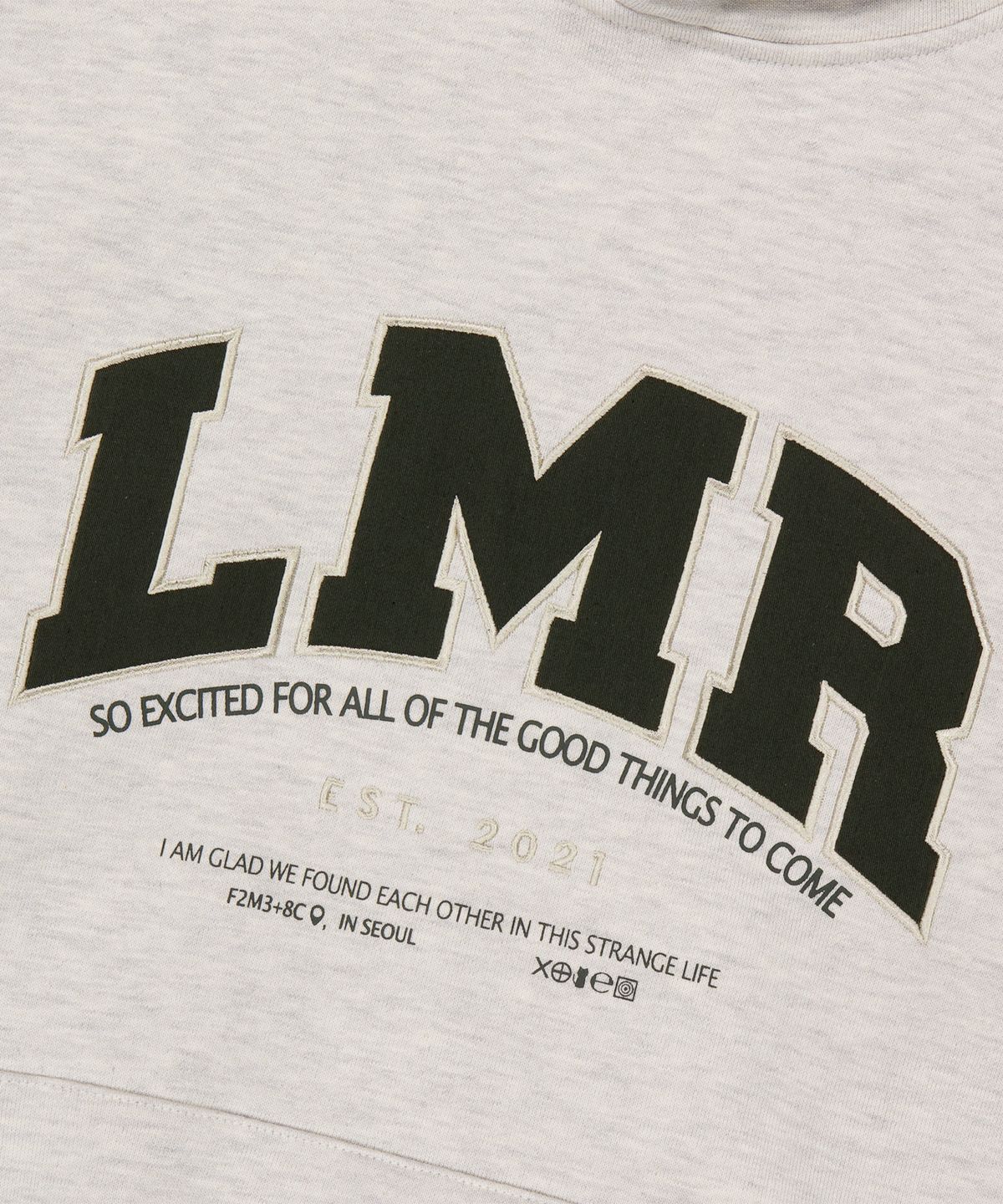 엘엠알(LMR) 레터링 로고 아플리케 후드 OATMEAL
