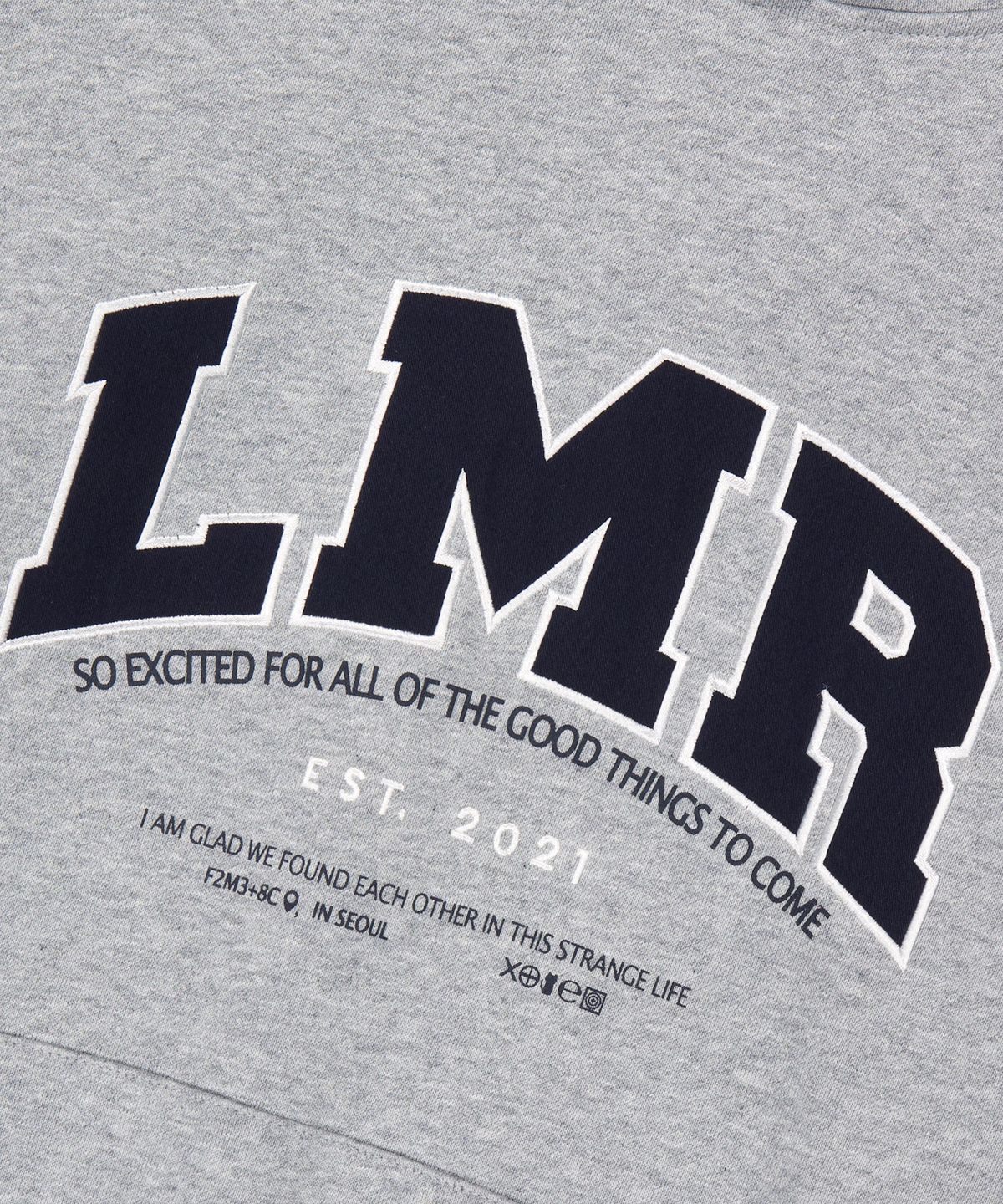 엘엠알(LMR) 레터링 로고 아플리케 후드 GREY