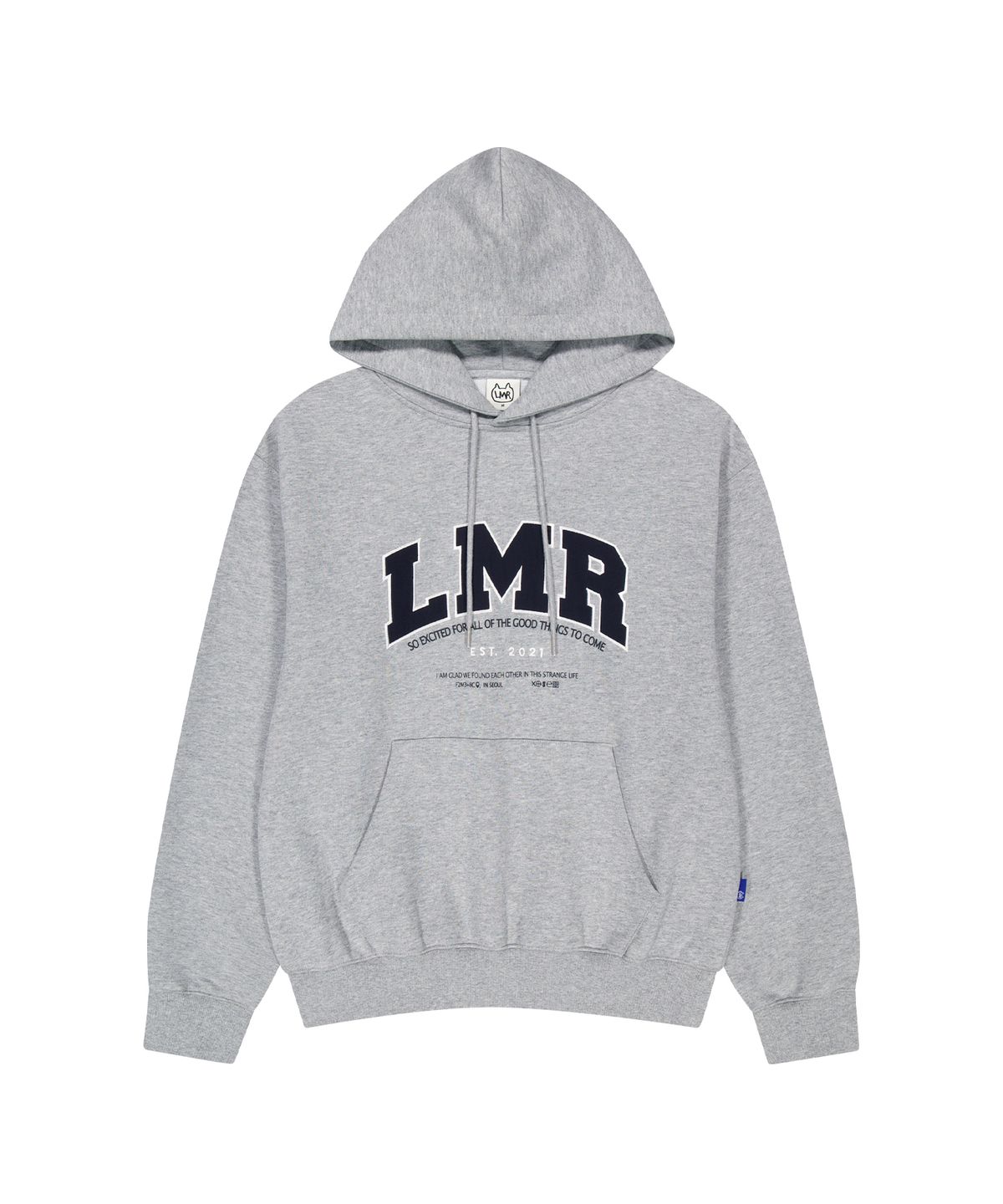 엘엠알(LMR) 레터링 로고 아플리케 후드 GREY