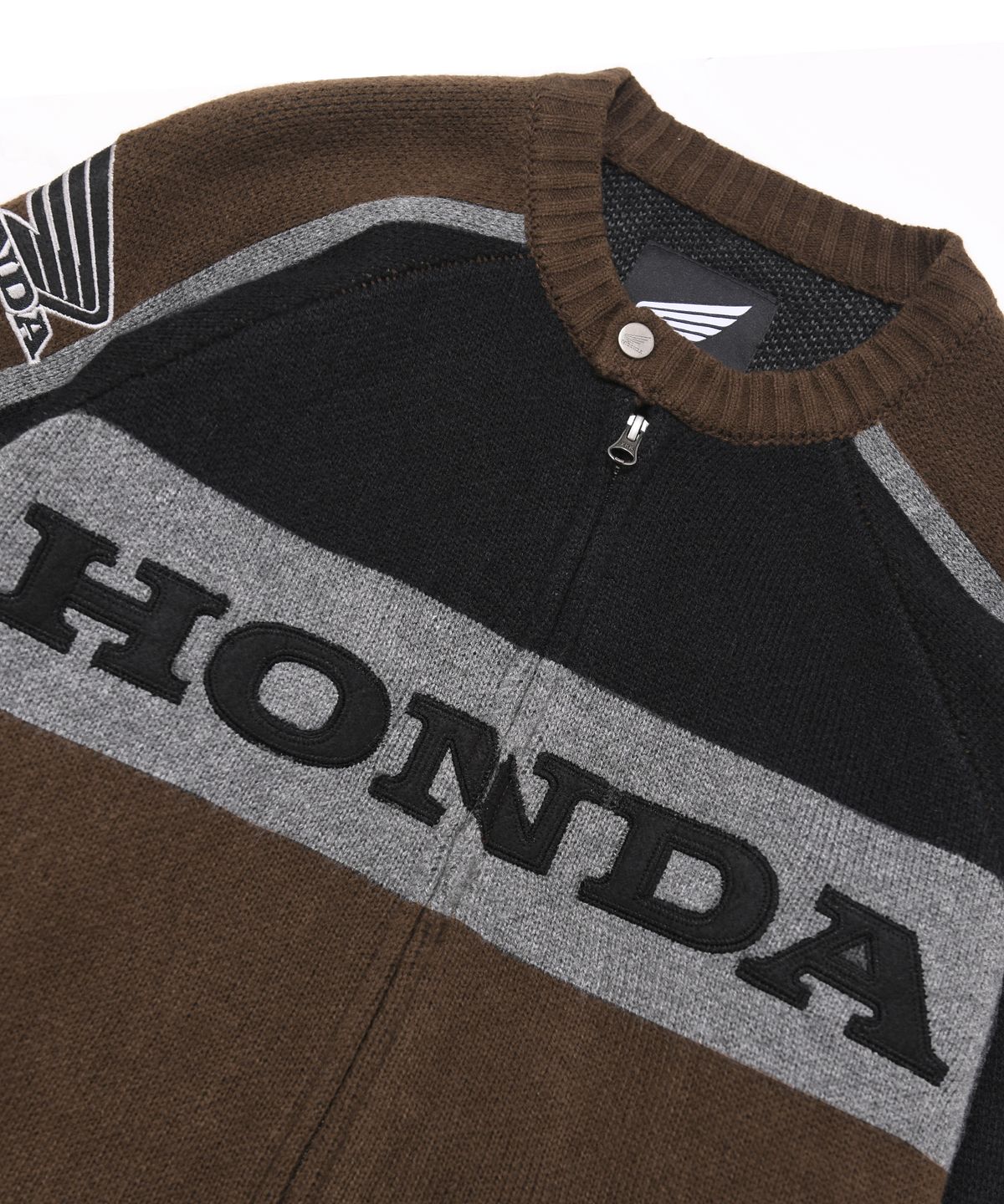 핍스 모터사이클(PHYPS MOTORCYCLE) Big Logo Knit Zip-up Brown