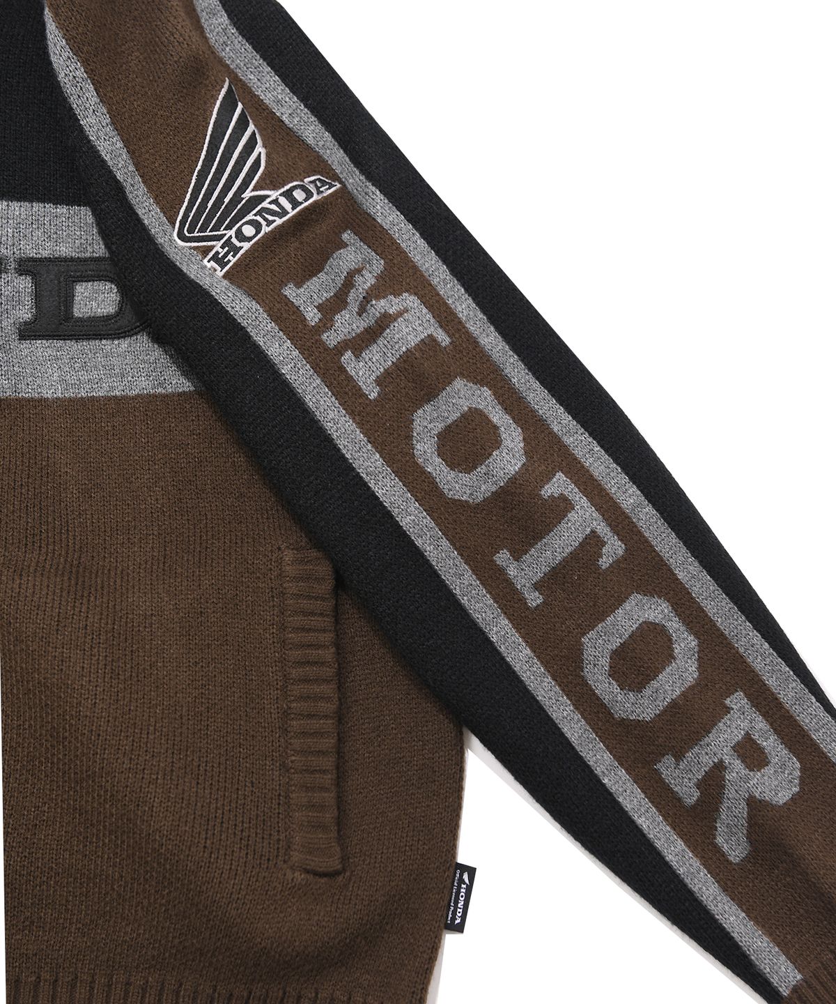 핍스 모터사이클(PHYPS MOTORCYCLE) Big Logo Knit Zip-up Brown