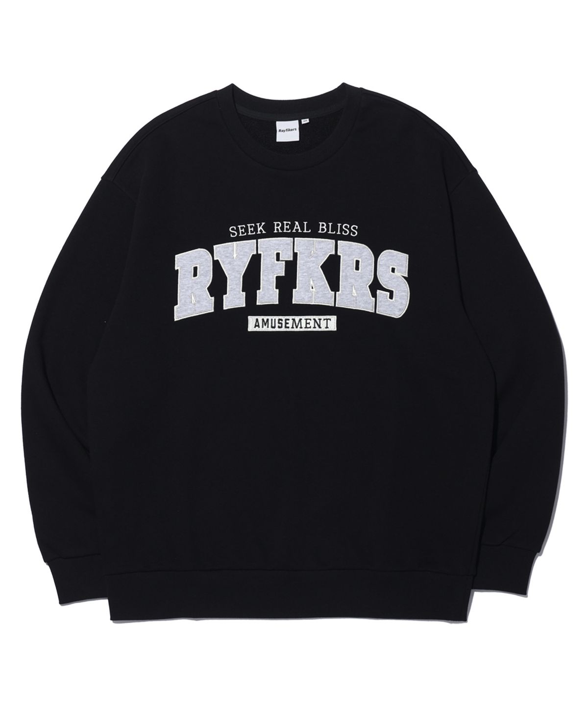 레이피커스(RAYFIKERS) 블리스 로고 패치 맨투맨 MQ6TU137_BLACK