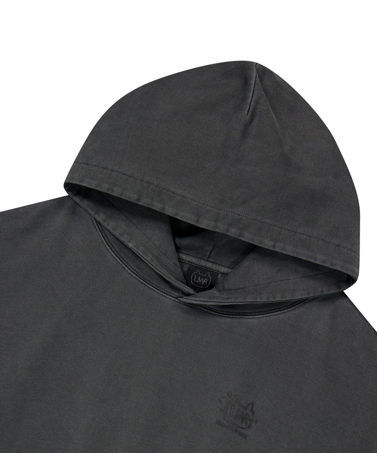 엘엠알(LMR) 피그먼트 오버핏 드로잉 레터링 후드 CHARCOAL