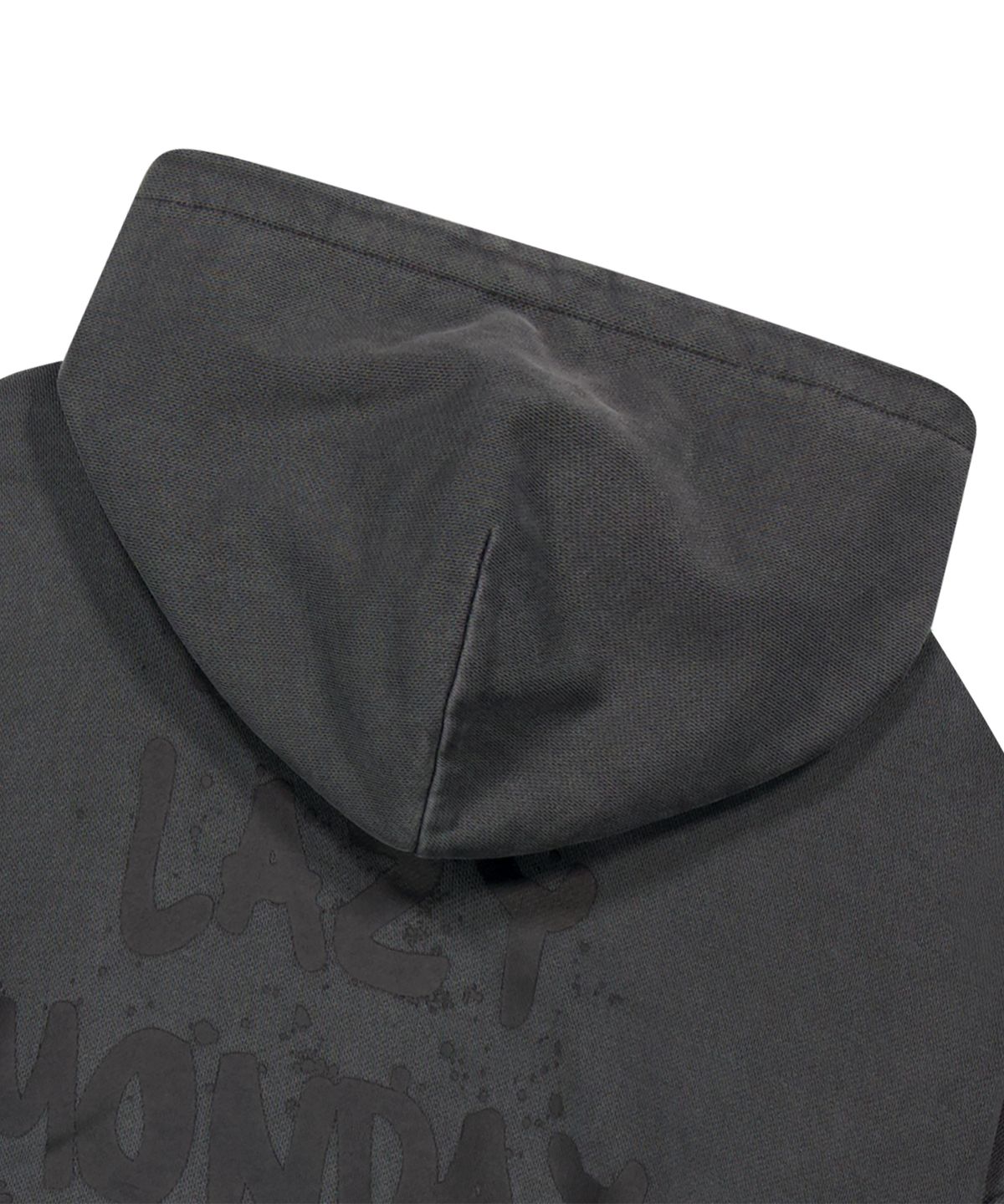 엘엠알(LMR) 피그먼트 오버핏 드로잉 레터링 후드 CHARCOAL