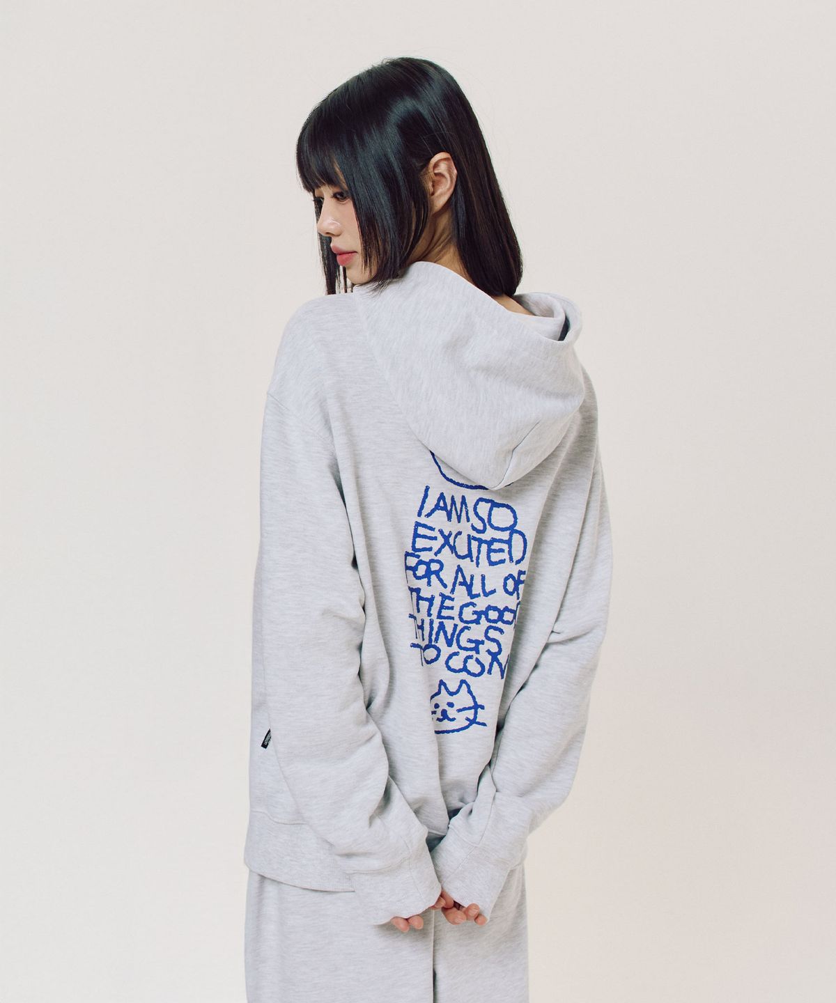 엘엠알(LMR) 심볼 로고 드로잉 그래픽 후드 LIGHT GREY