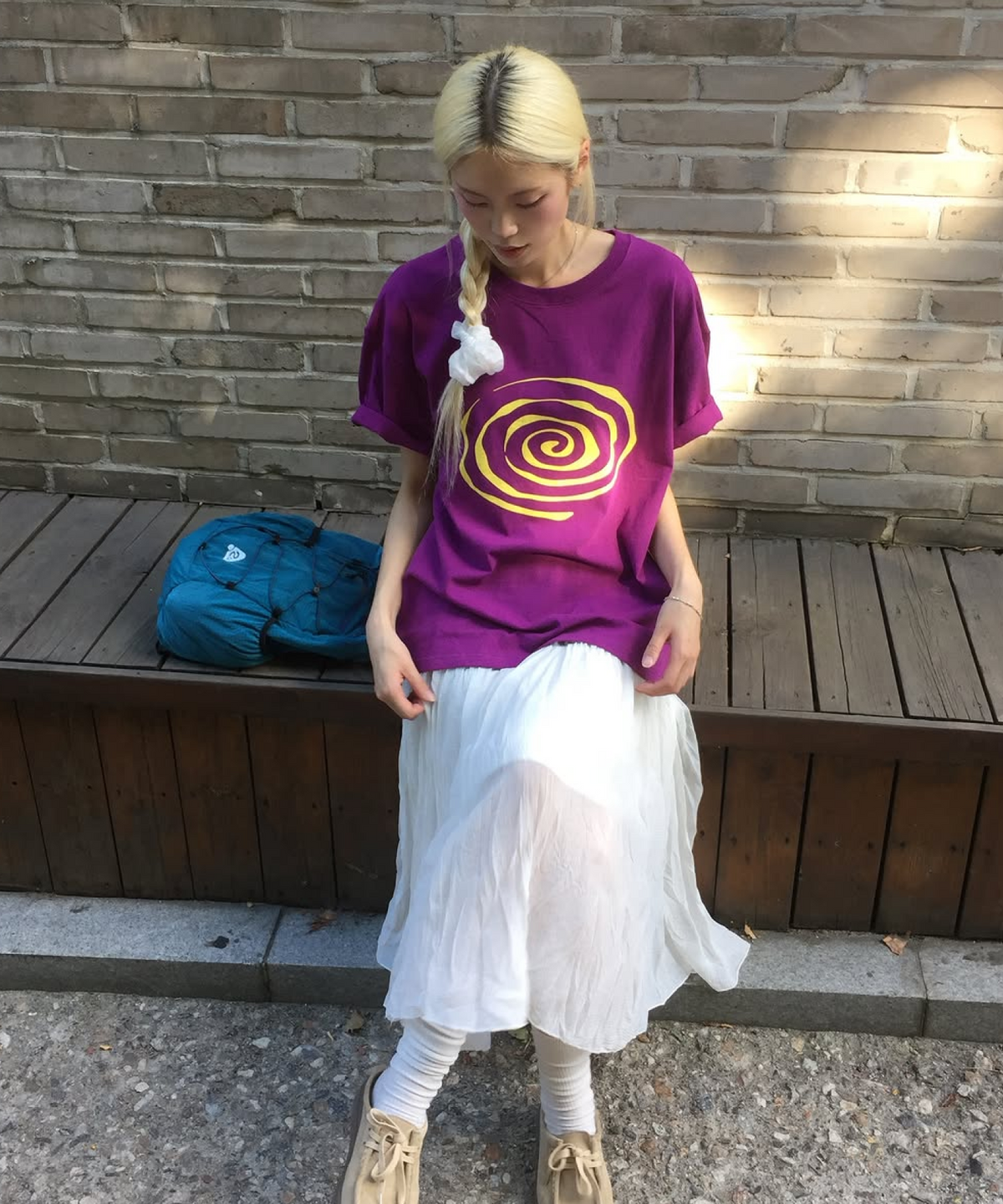 킼키(KICKKI) 스파이럴 로고 티셔츠 퍼플