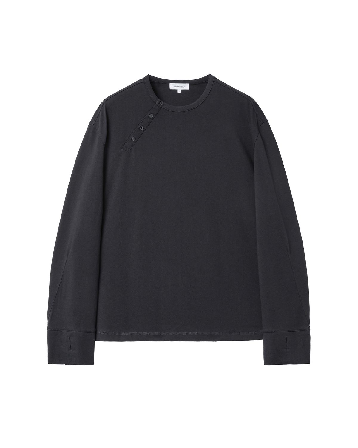 미세키서울 맨(MISEKISEOUL MEN) Diagonal henley neck long sleeves BLACK