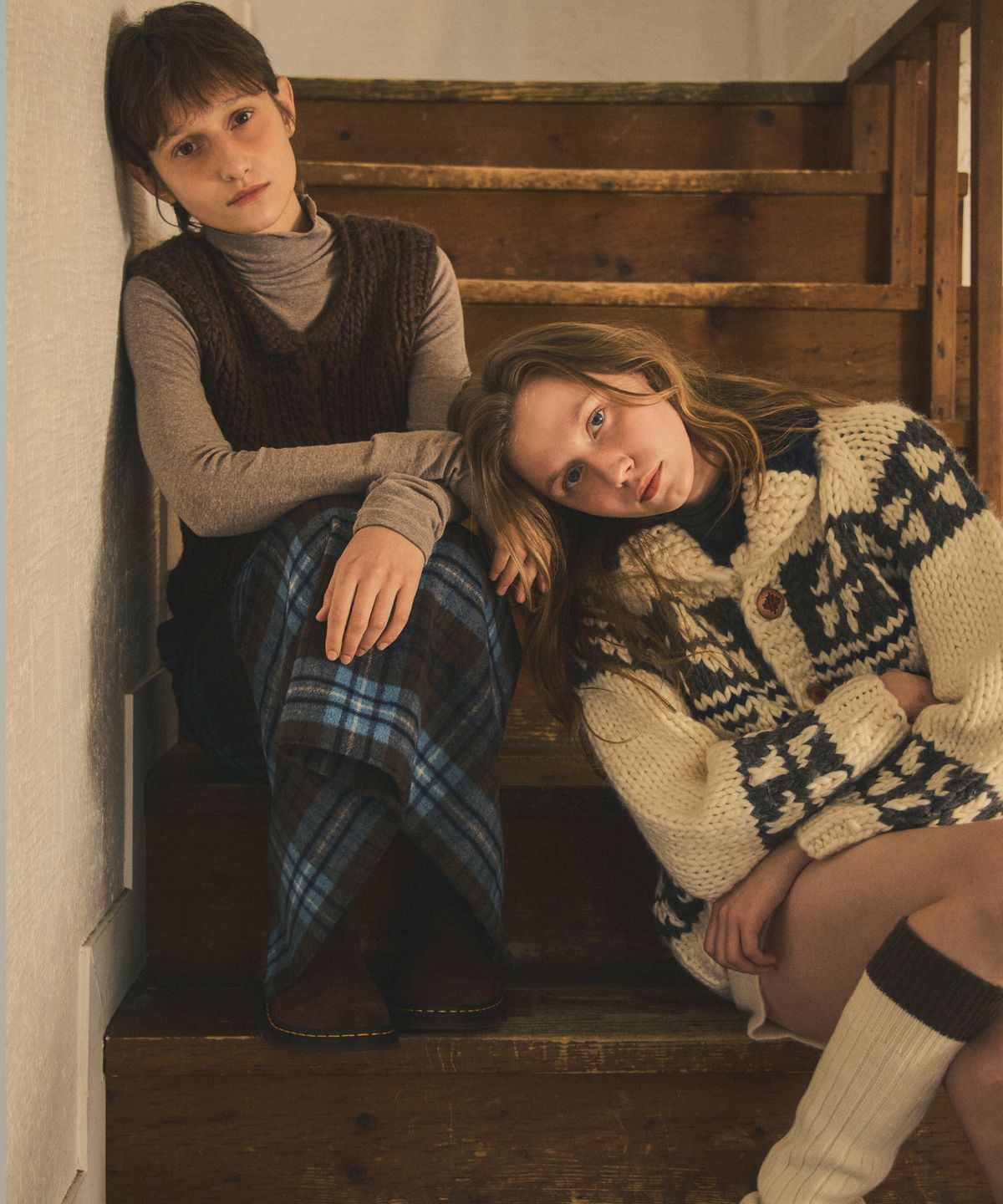 아우어노스텔지아(OURNOSTALGIA) real handmade cowichan shawl collar cardigan_Ivory