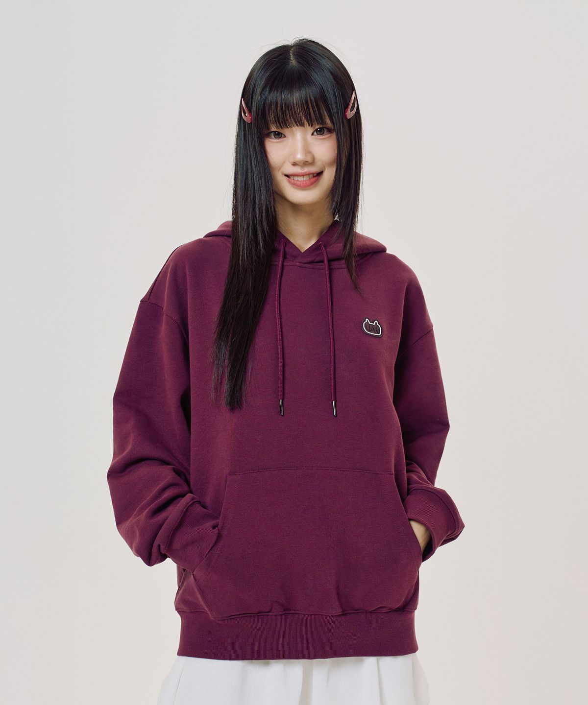 엘엠알(LMR) 실리콘 와펜 빅로고 후드 PLUMBERRY