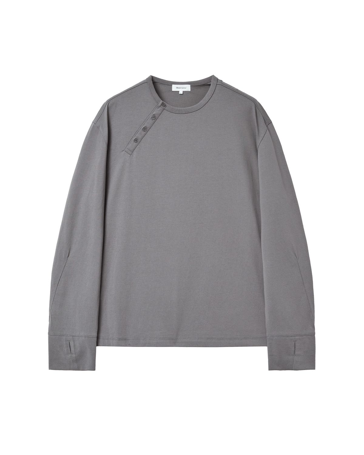 미세키서울 맨(MISEKISEOUL MEN) Diagonal henley neck long sleeves CHARCOAL