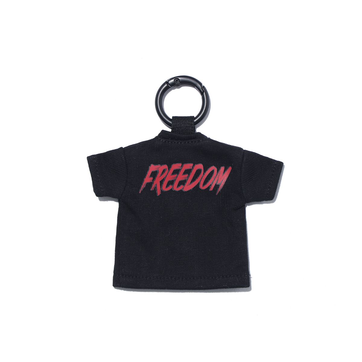 프리덤(FREEDOM) 미니 백 프린팅 티셔츠 키링 (블랙/레드)