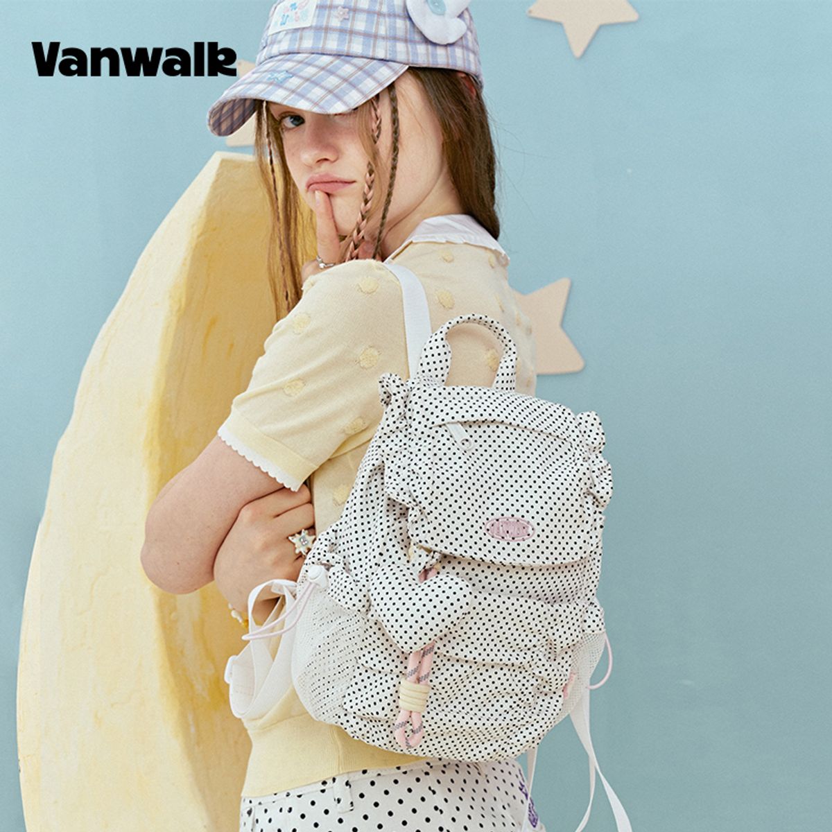 반워크(VANWALK) 클라우드 리에디션 미니 백팩 [도트 화이트]