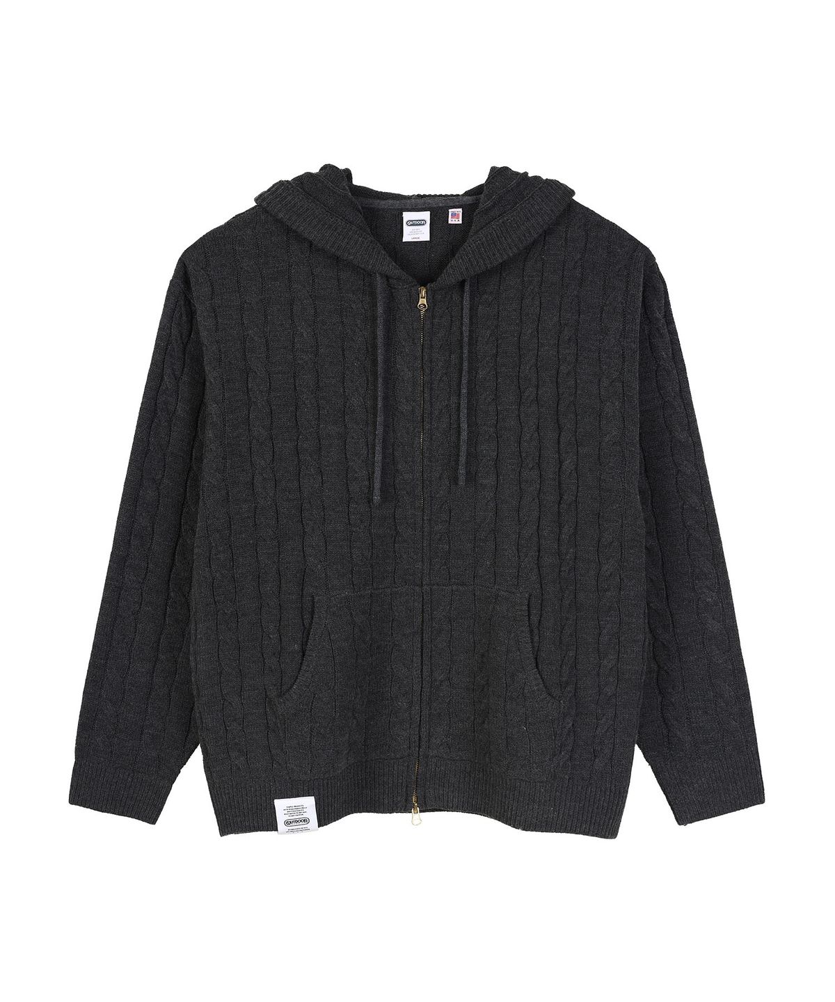 아웃도어 프로덕츠(OUTDOOR PRODUCTS) CABLE KNIT ZIP-UP HOODIE (CHARCOAL)