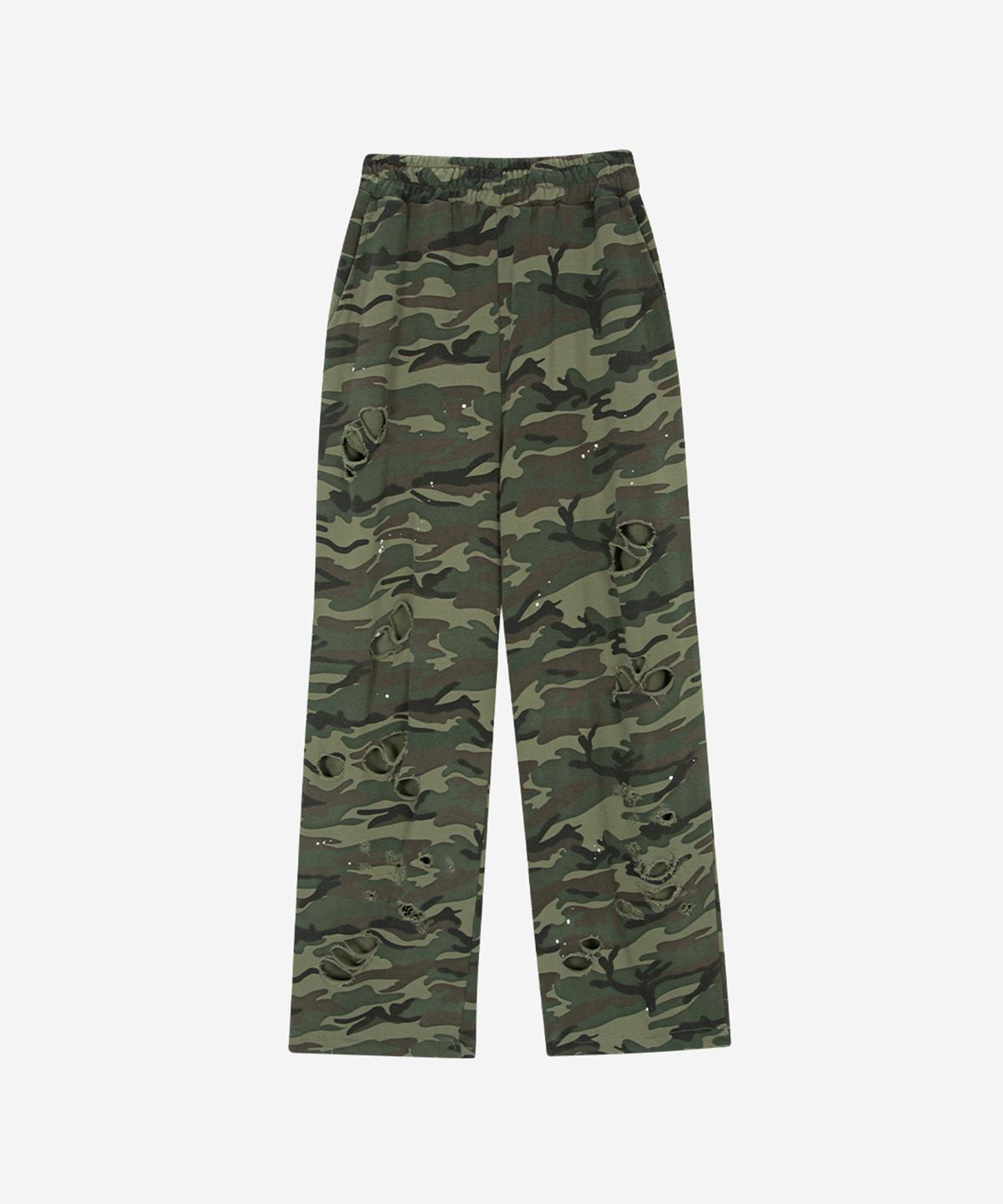 런던파퓸스 아카이브(LONDON PARFUMS ARCHIVE) CAMO DISTRESSED LOW SWEAT PANTS KHAKI