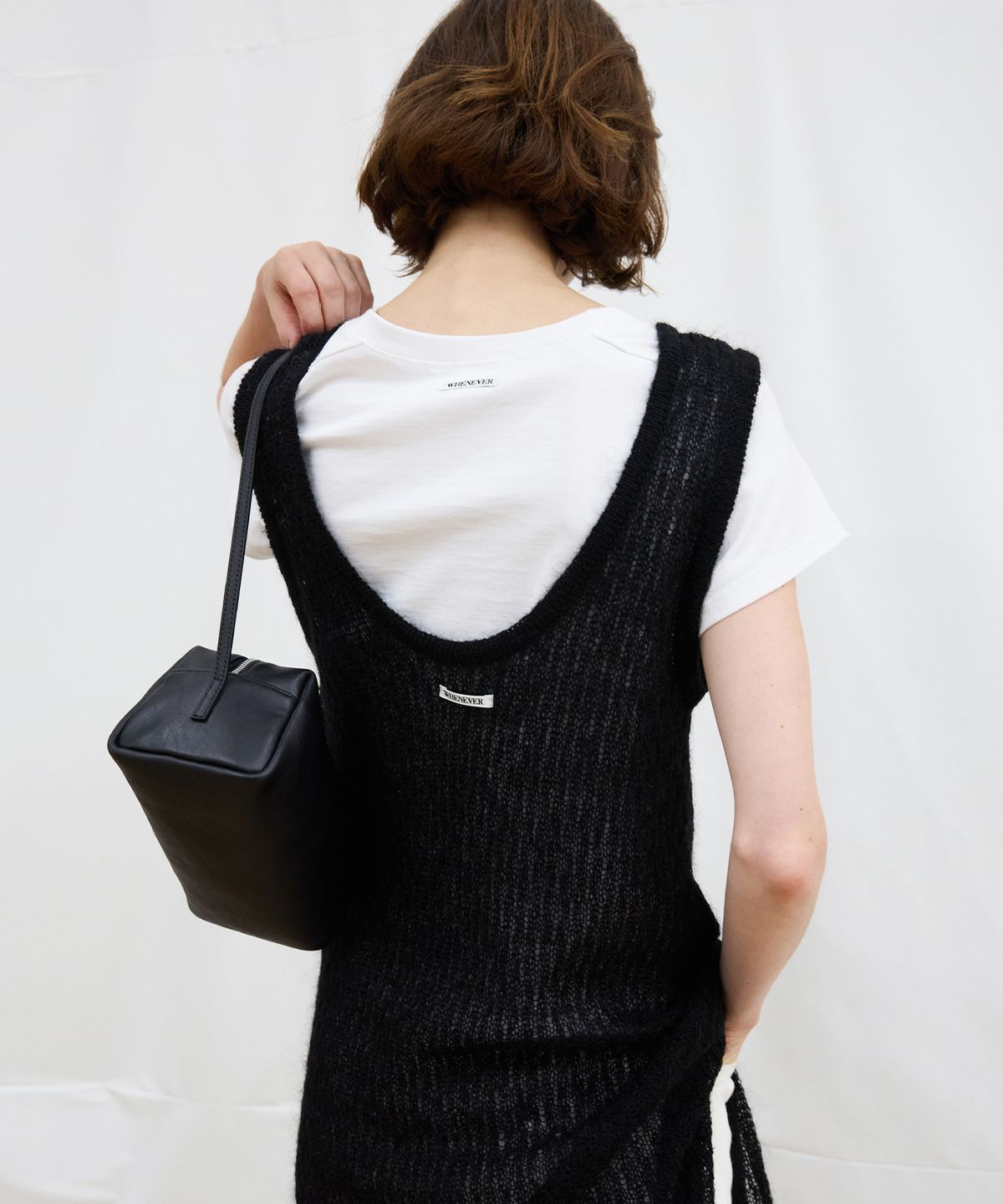르바(LEVAR) Crochet Eyelet Knit Dress - Black