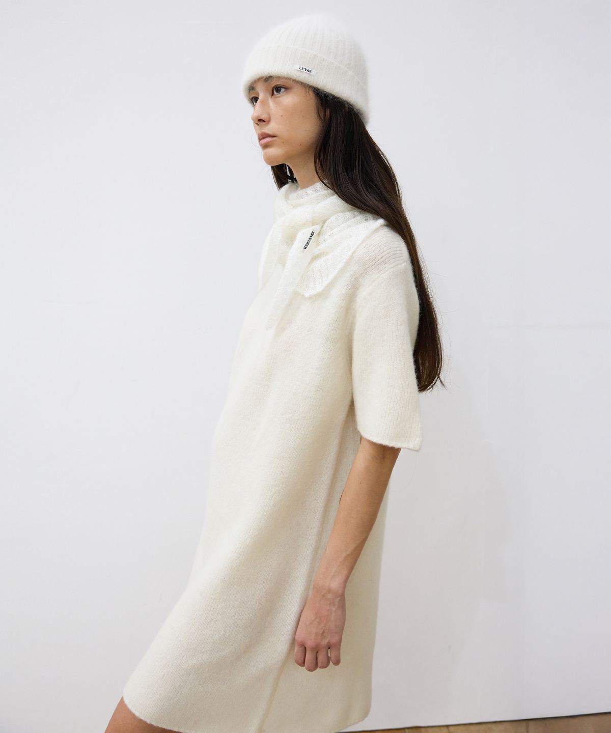 르바(LEVAR) Wool Knit Mini Dress - Ivory