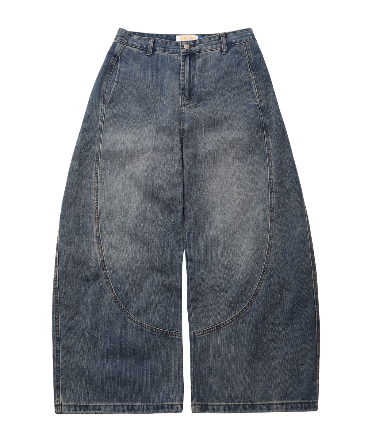 골든선샤인(GOLDEN SUNSHINE) Washed slub denim wide pants_Blue