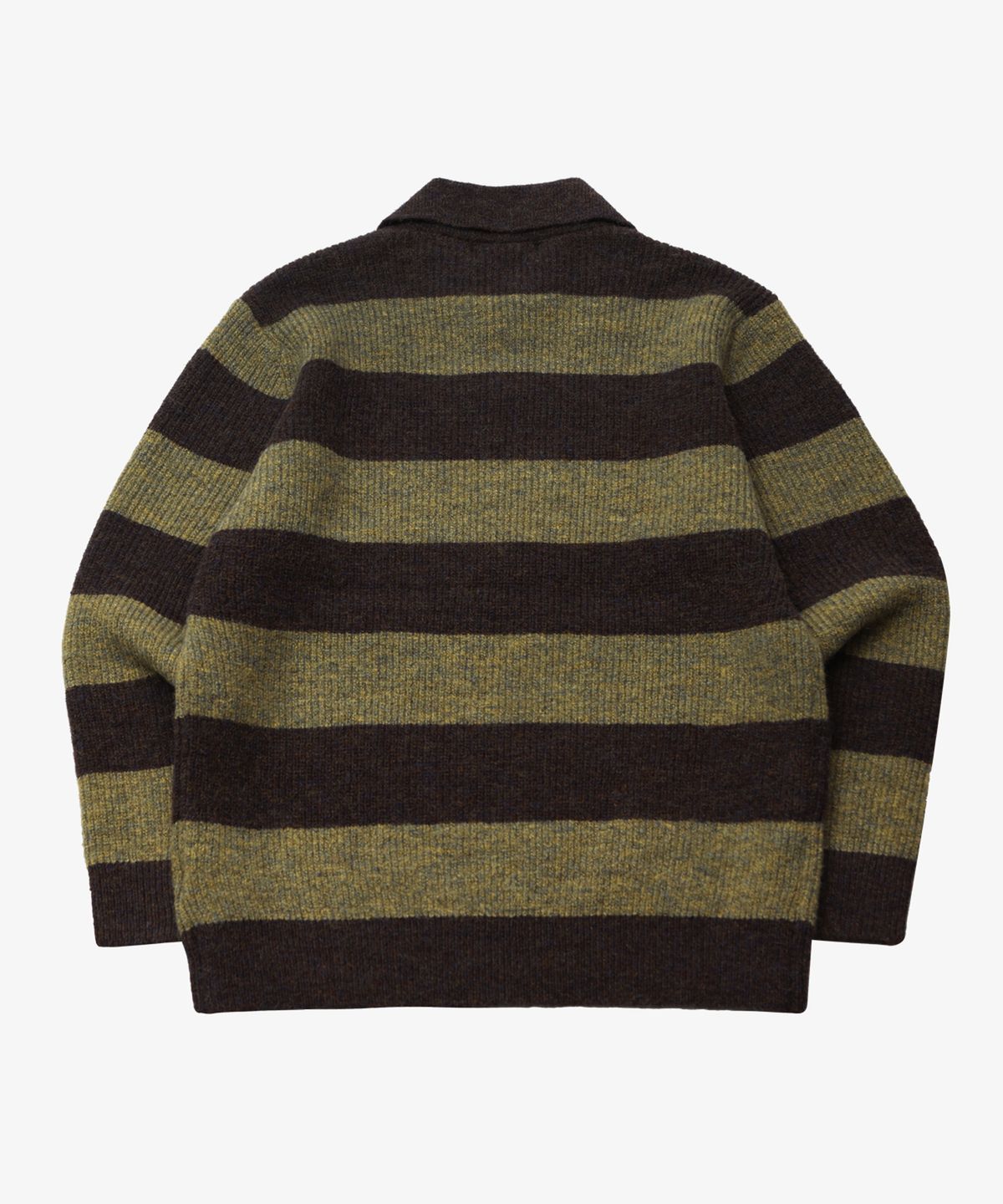 골든선샤인(GOLDEN SUNSHINE) Wool mixed stripe collar knit_Green