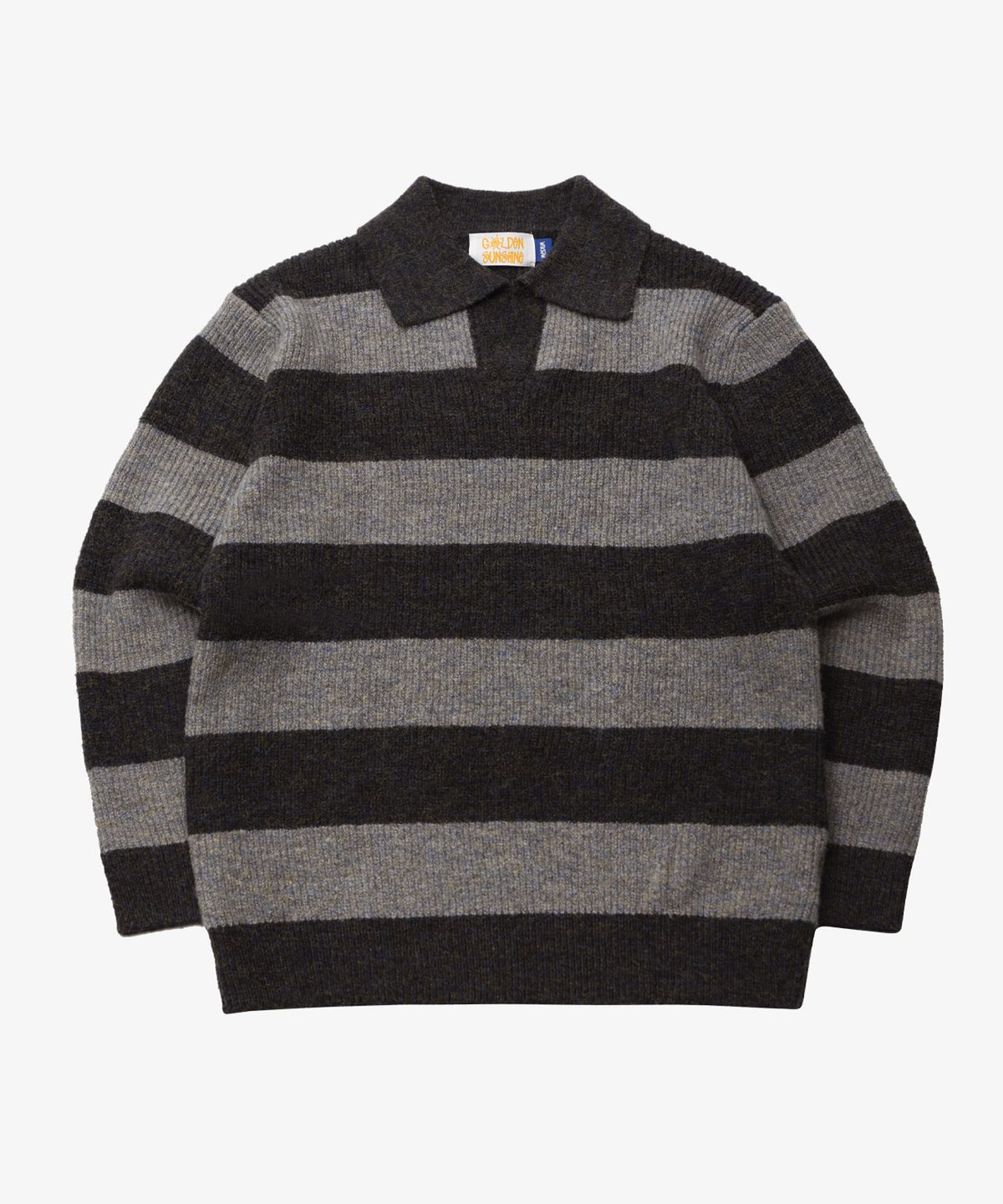 골든선샤인(GOLDEN SUNSHINE) Wool mixed stripe collar knit_Grey