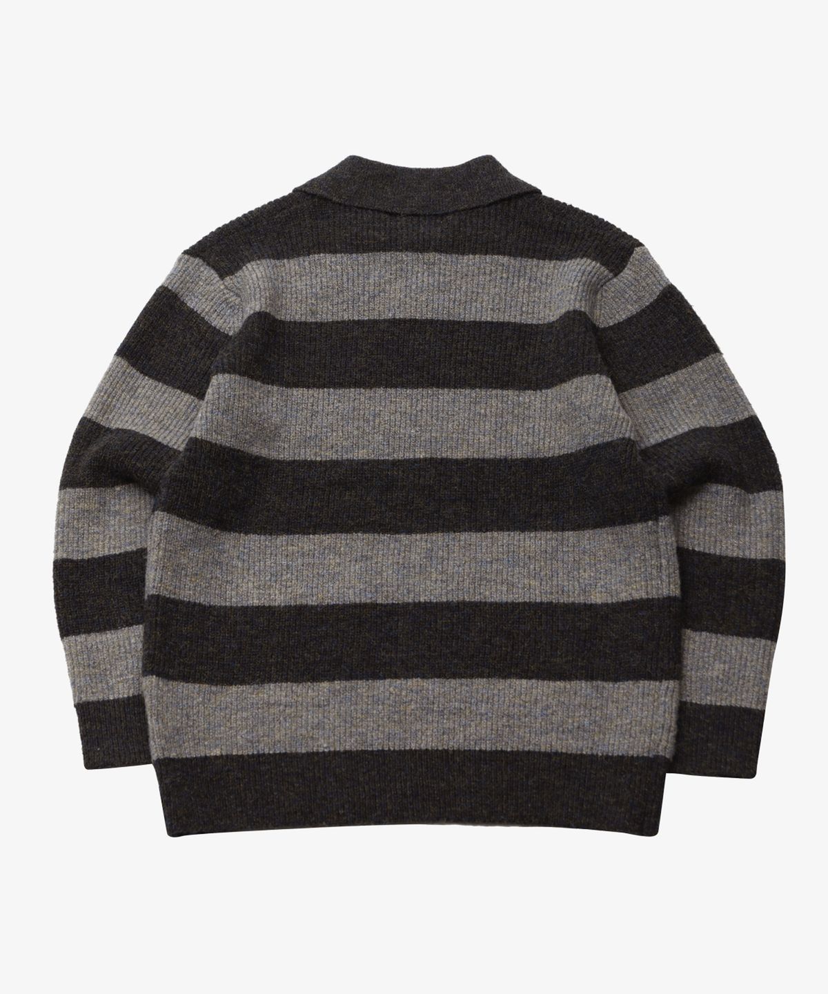 골든선샤인(GOLDEN SUNSHINE) Wool mixed stripe collar knit_Grey