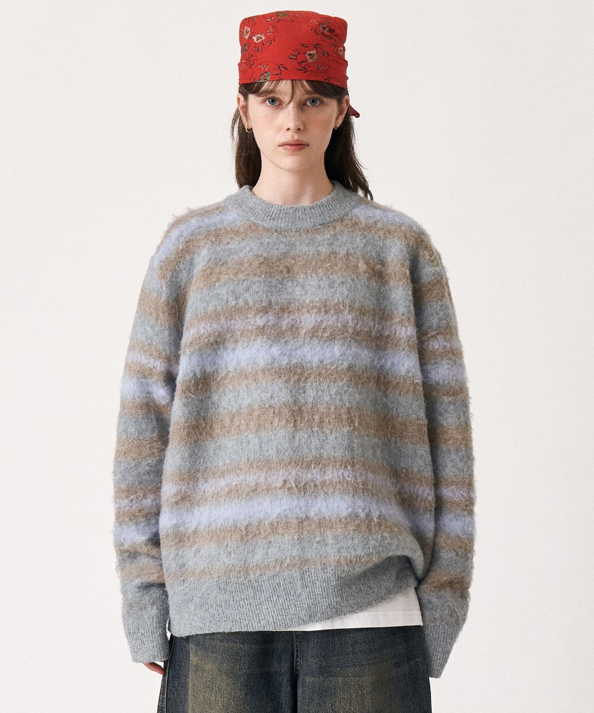 골든선샤인(GOLDEN SUNSHINE) Wool stripe boucle knit_Blue