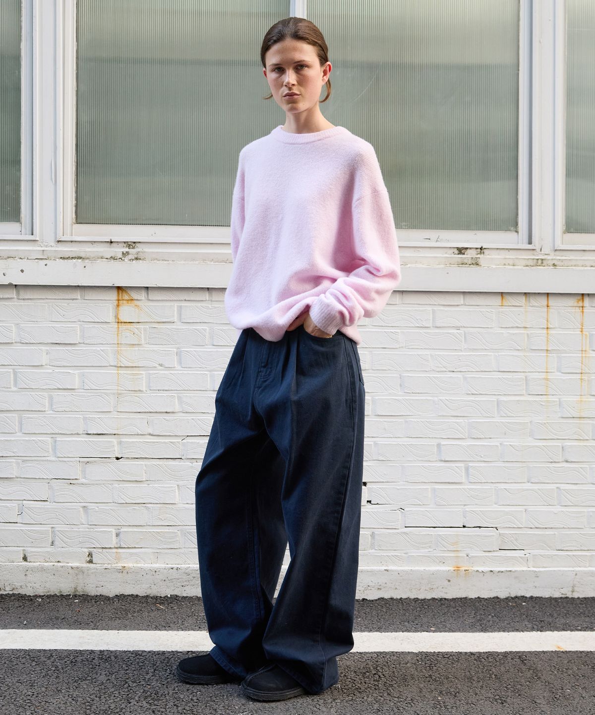 르바(LEVAR) Overdyed Wide Denim - Stone Navy