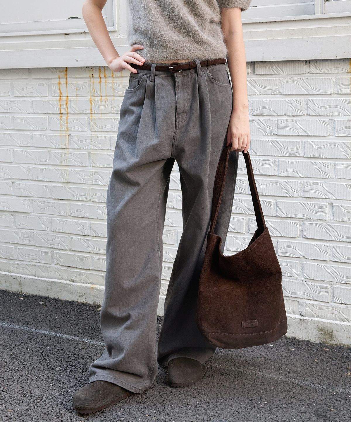 르바(LEVAR) Overdyed Wide Denim - Charcoal Grey