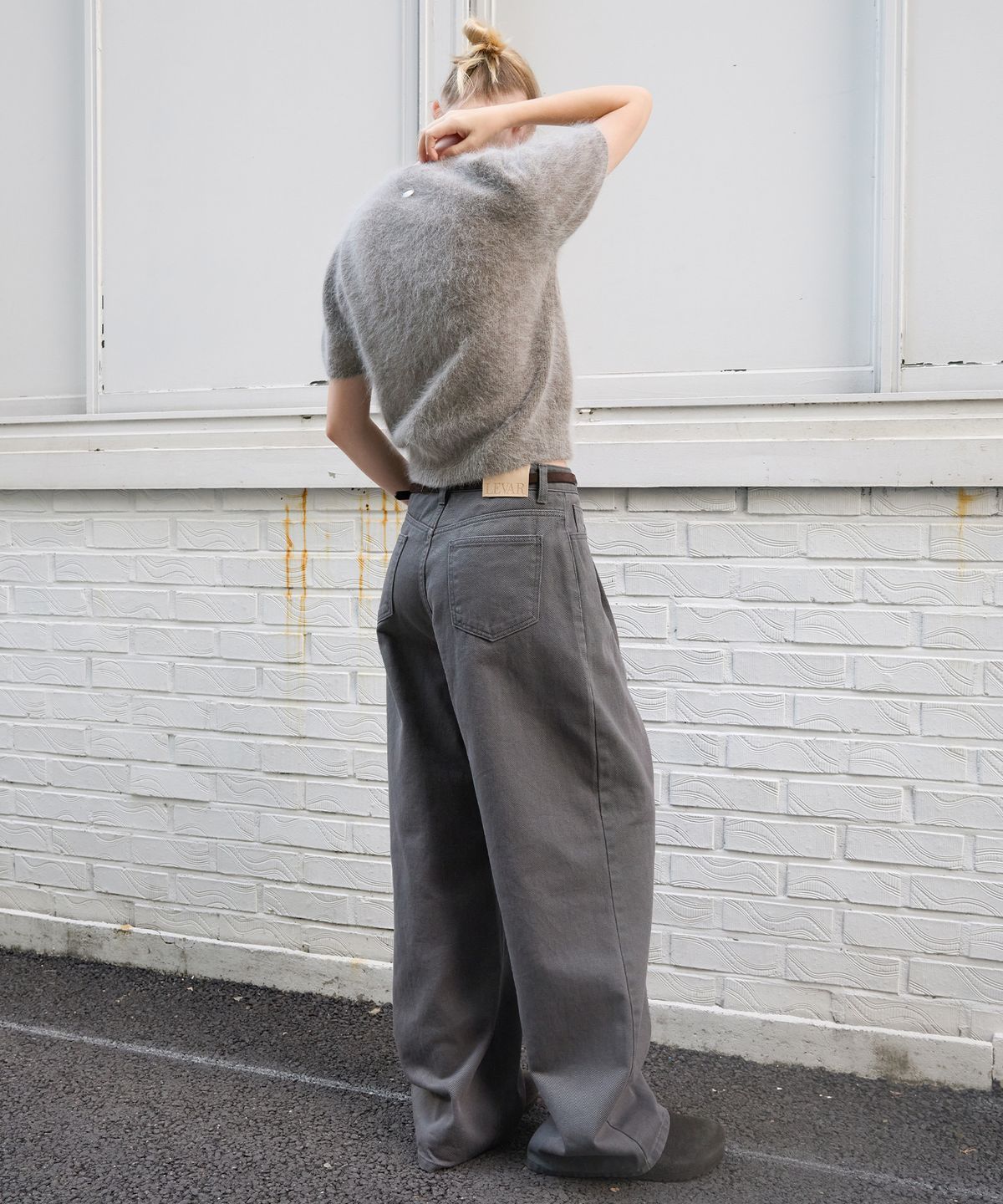 르바(LEVAR) Overdyed Wide Denim - Charcoal Grey