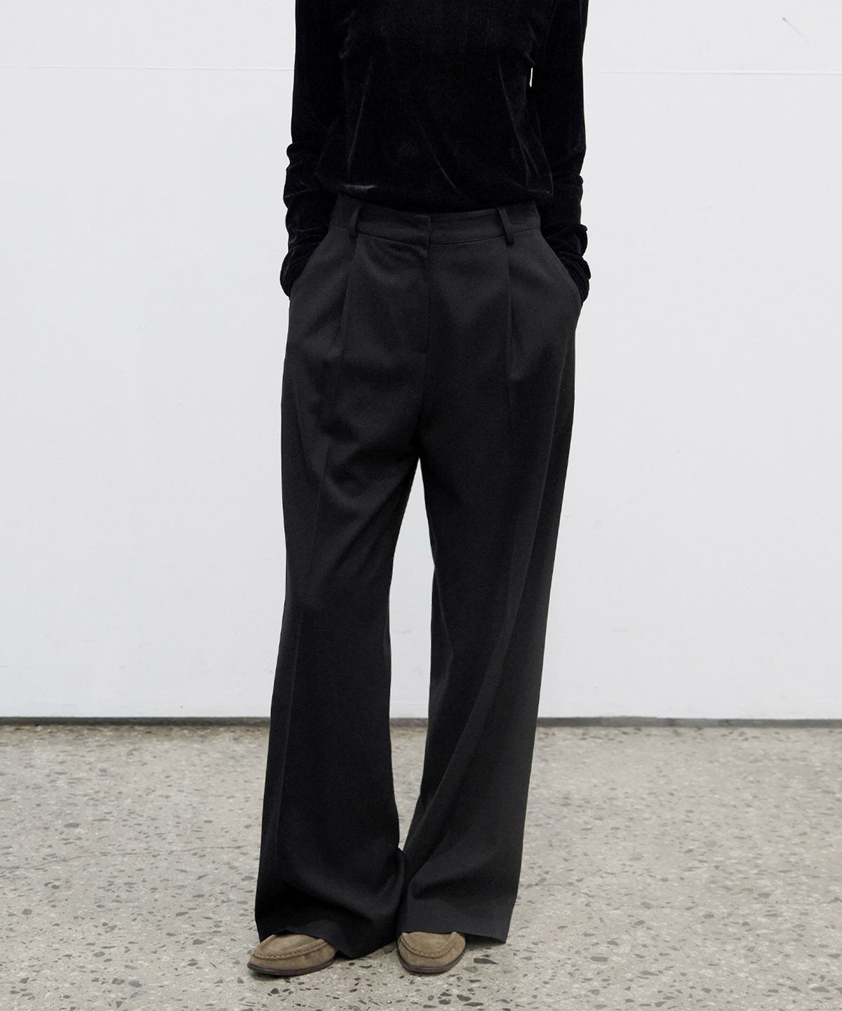 르바(LEVAR) Whenever Wide Slacks - Black