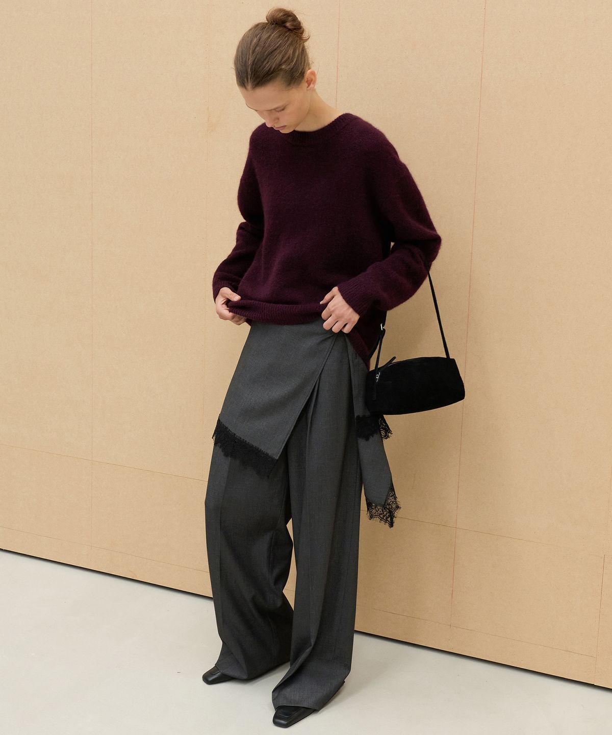 르바(LEVAR) Whenever Wide Slacks - Charcoal