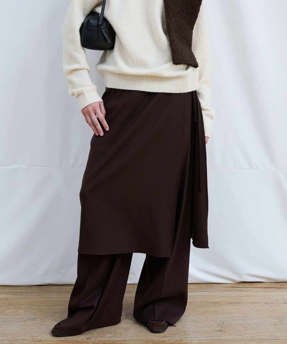 르바(LEVAR) Whenever Wide Slacks - Walnut Brown
