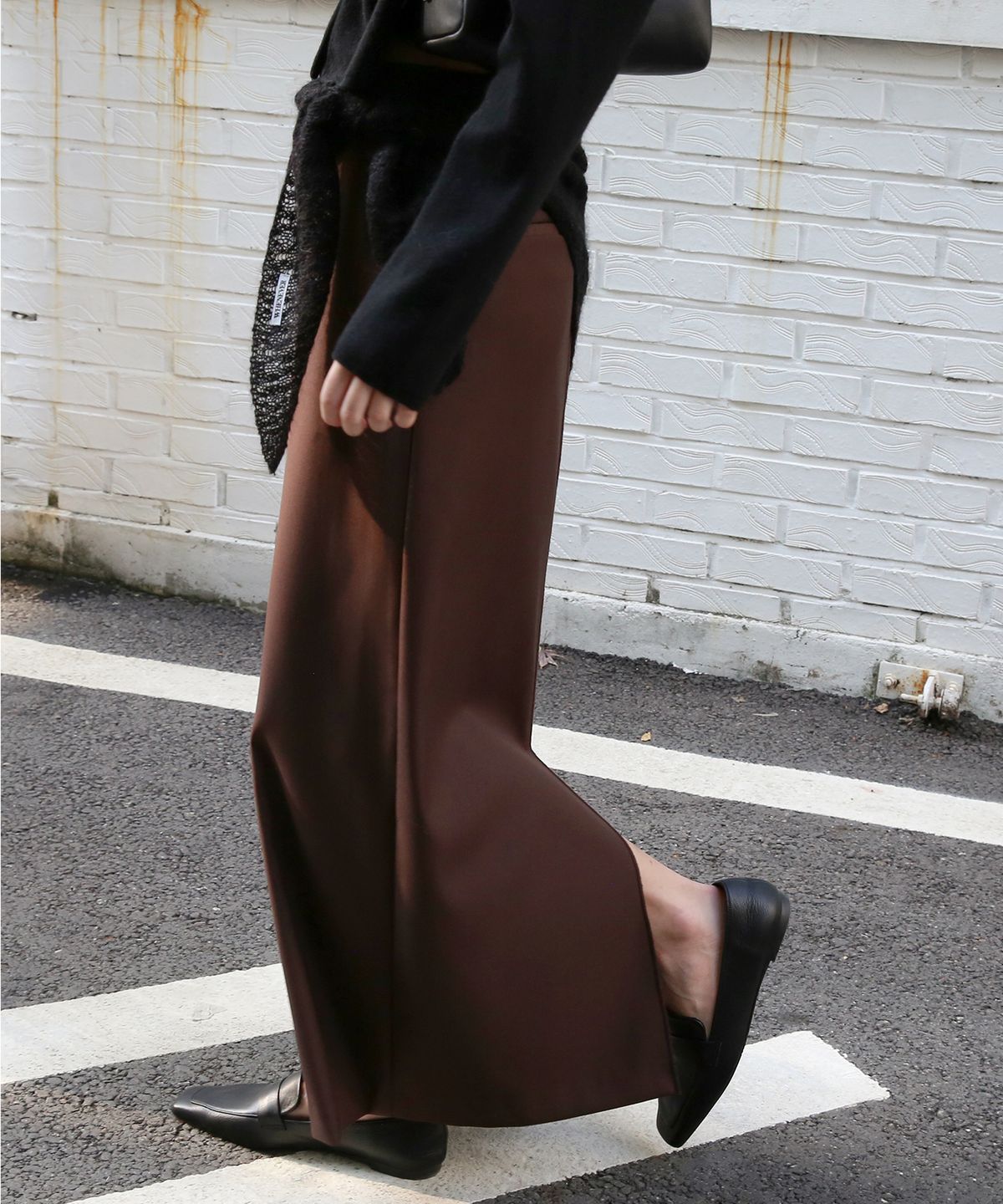 르바(LEVAR) Straight Maxi Skirt - Walnut Brown