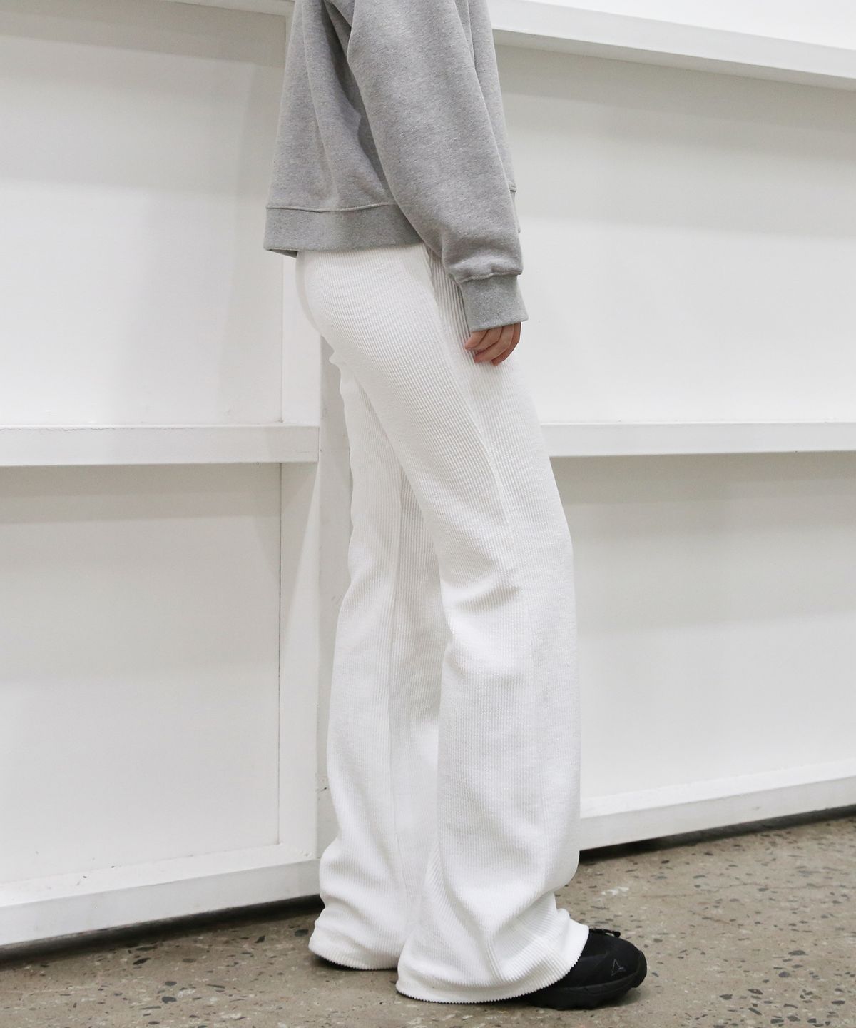 르바(LEVAR) Layered Corduroy Jersy Pants - Off White