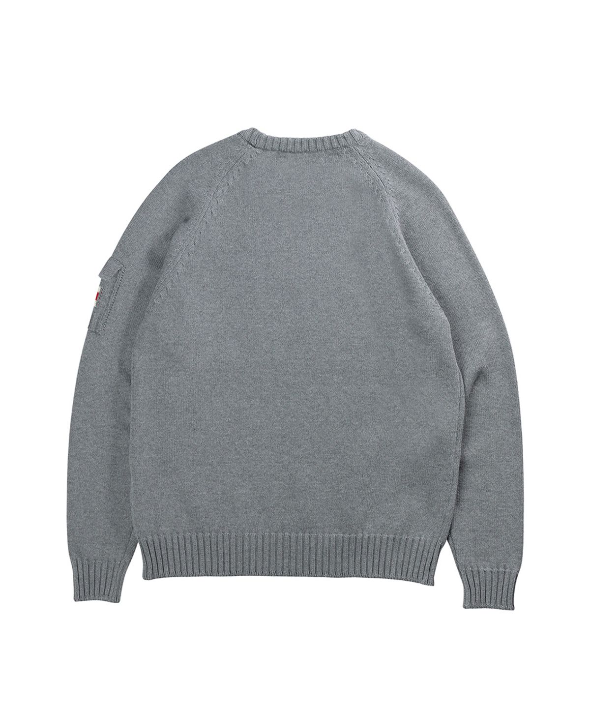 건지 울른스(Guernsey Woollens) 코튼 나그랑 포켓 스웨터 - 멜란지 그레이