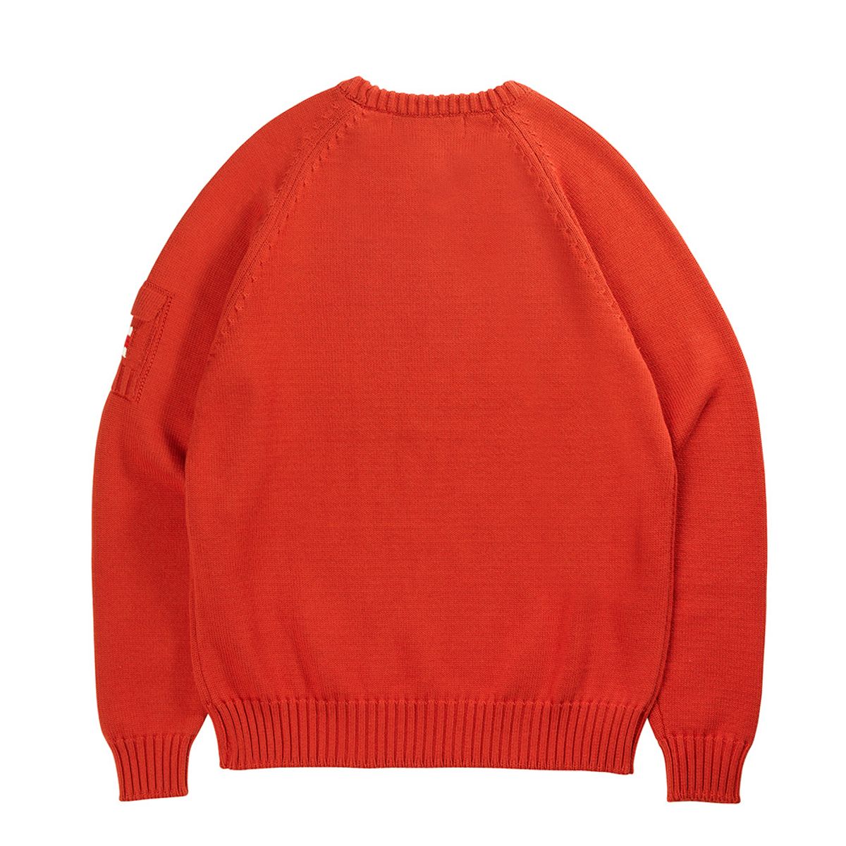 건지 울른스(Guernsey Woollens) 코튼 나그랑 포켓 스웨터 - 오렌지 레드