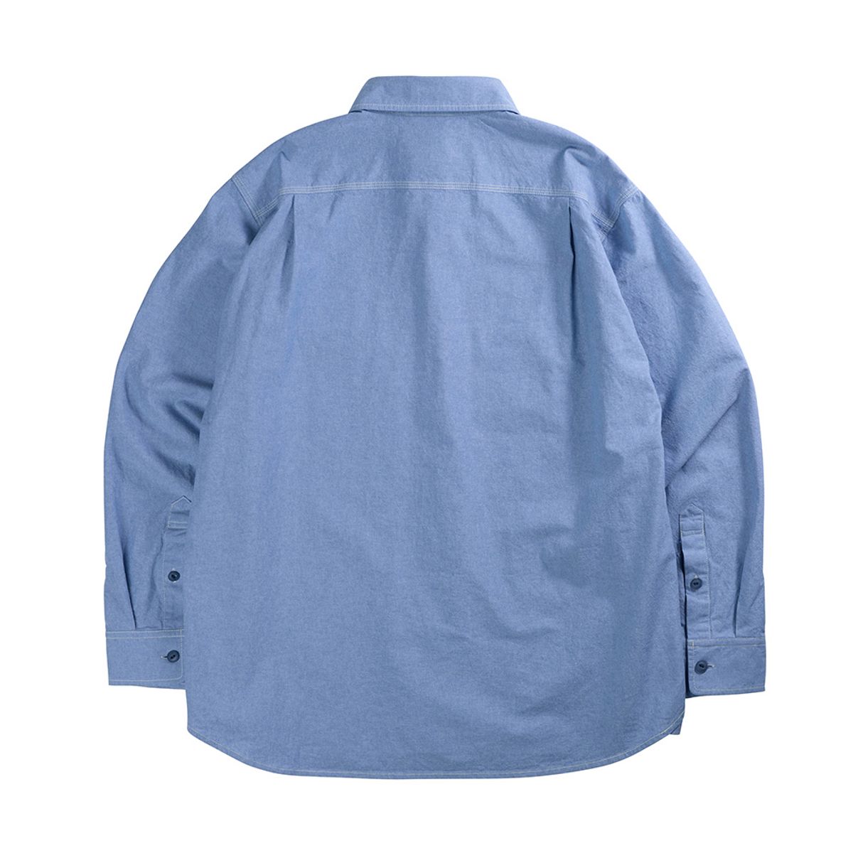 건지 울른스(Guernsey Woollens) 샴브레이 워크 셔츠 5.5oz - 라이트 블루