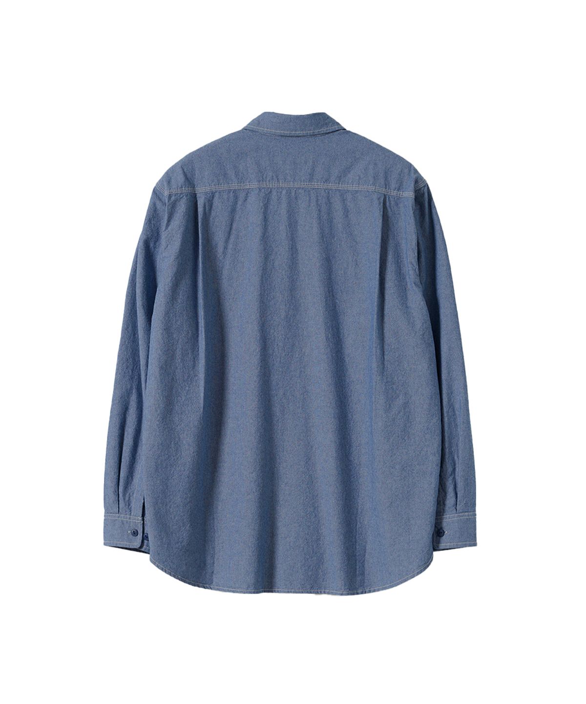 건지 울른스(Guernsey Woollens) 샴브레이 워크 셔츠 5.5oz - 블루