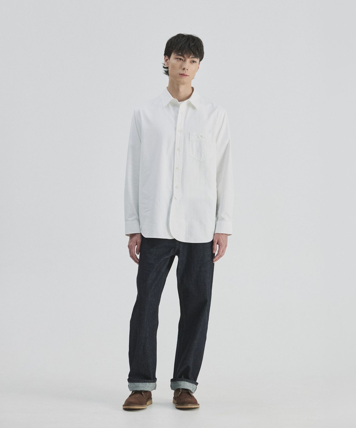 건지 울른스(Guernsey Woollens) 옥스포드 브리티쉬 아미 셔츠 - 오프 화이트