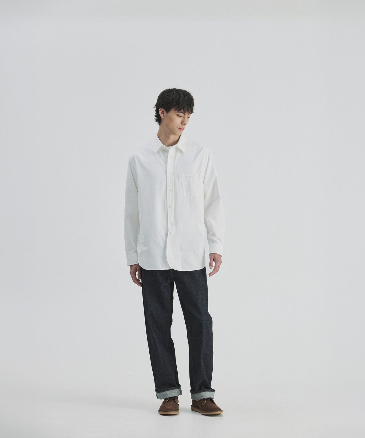 건지 울른스(Guernsey Woollens) 옥스포드 브리티쉬 아미 셔츠 - 오프 화이트