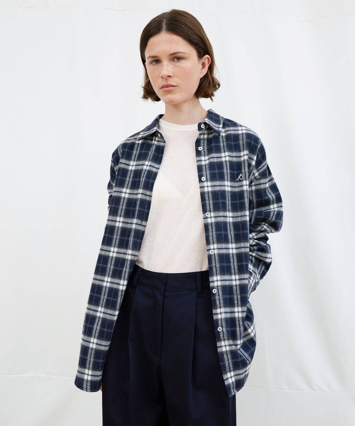 르바(LEVAR) Relaxed Check Over-Shirt - Check Blue