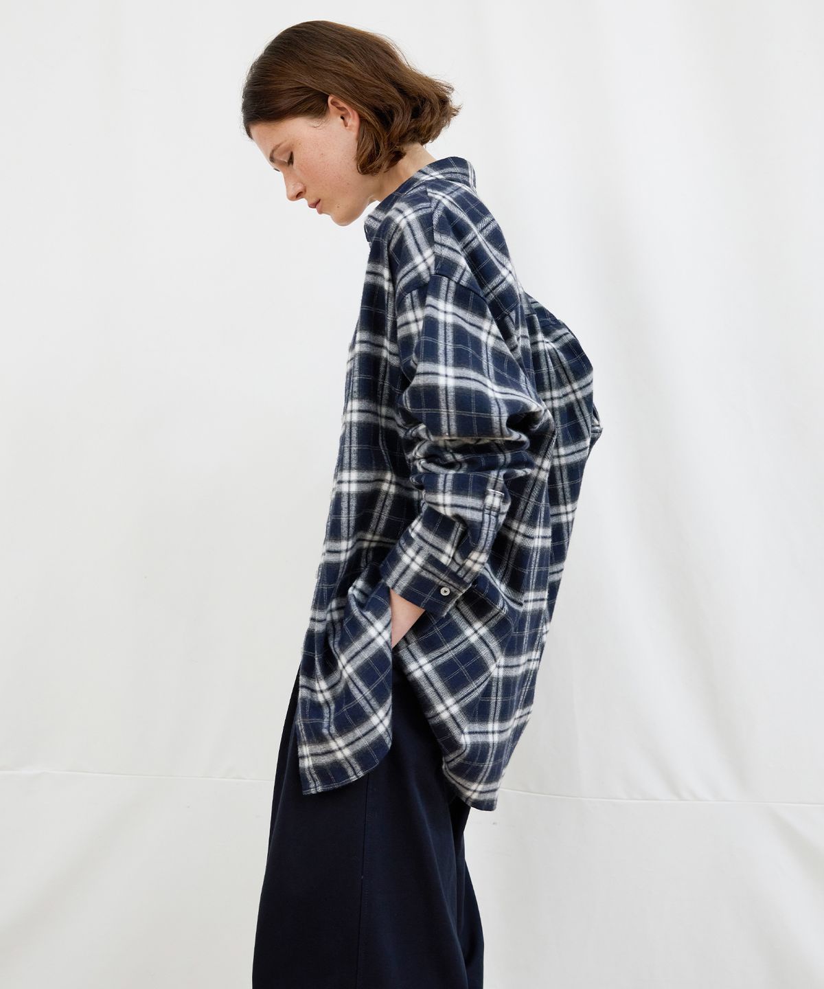 르바(LEVAR) Relaxed Check Over-Shirt - Check Blue