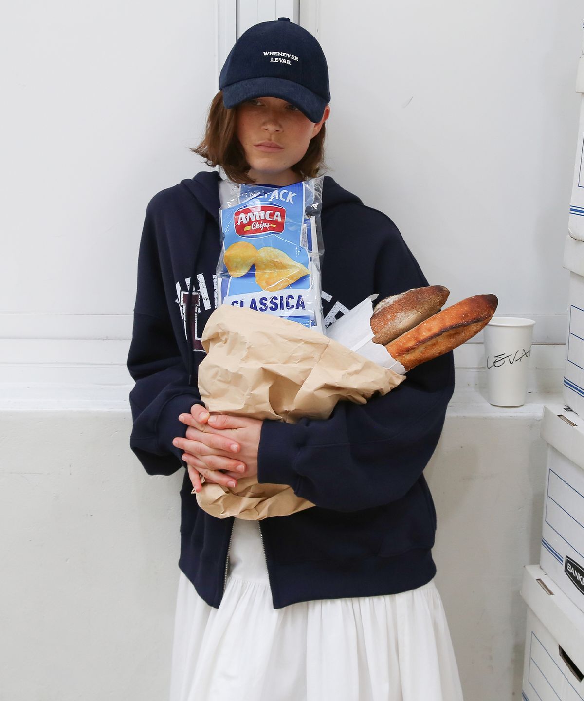 르바(LEVAR) L.V.R Overlay Zip Hoodie - Navy
