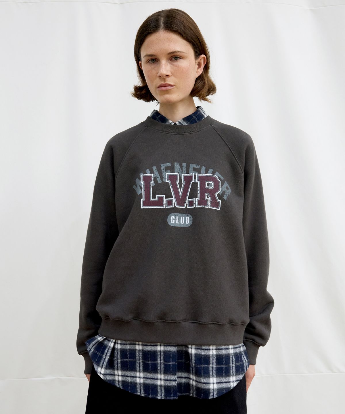 르바(LEVAR) L.V.R Overlay Sweatshirt - Sage Grey