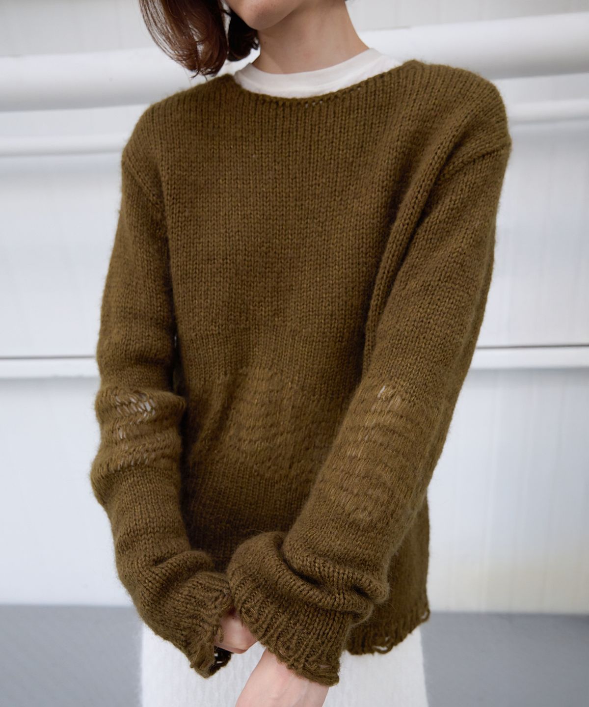 르바(LEVAR) Frost Winter Net Knit - Moss Olive