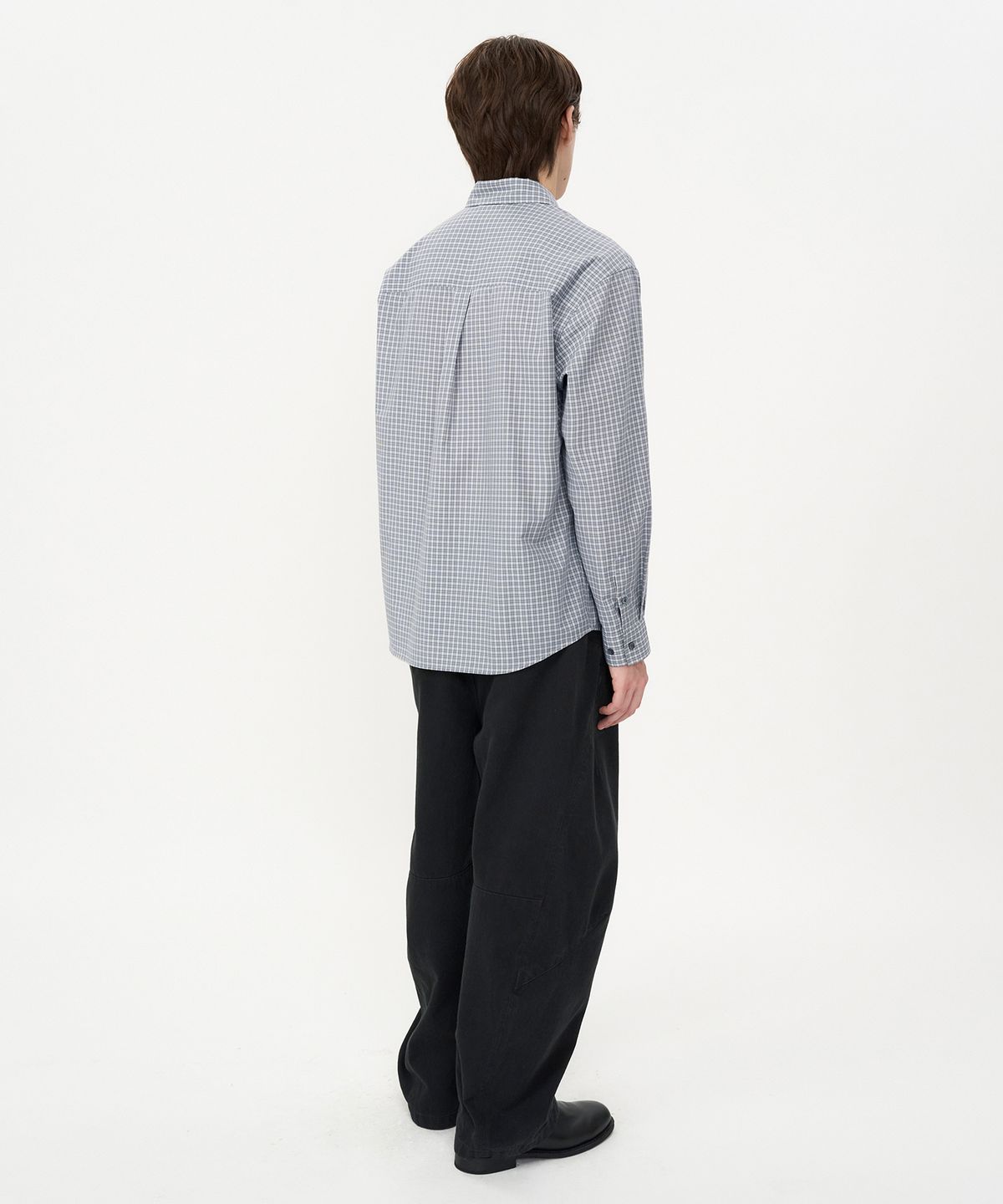 인사일런스(INSILENCE) 레귤러핏 체크 셔츠 LIGHT GREY