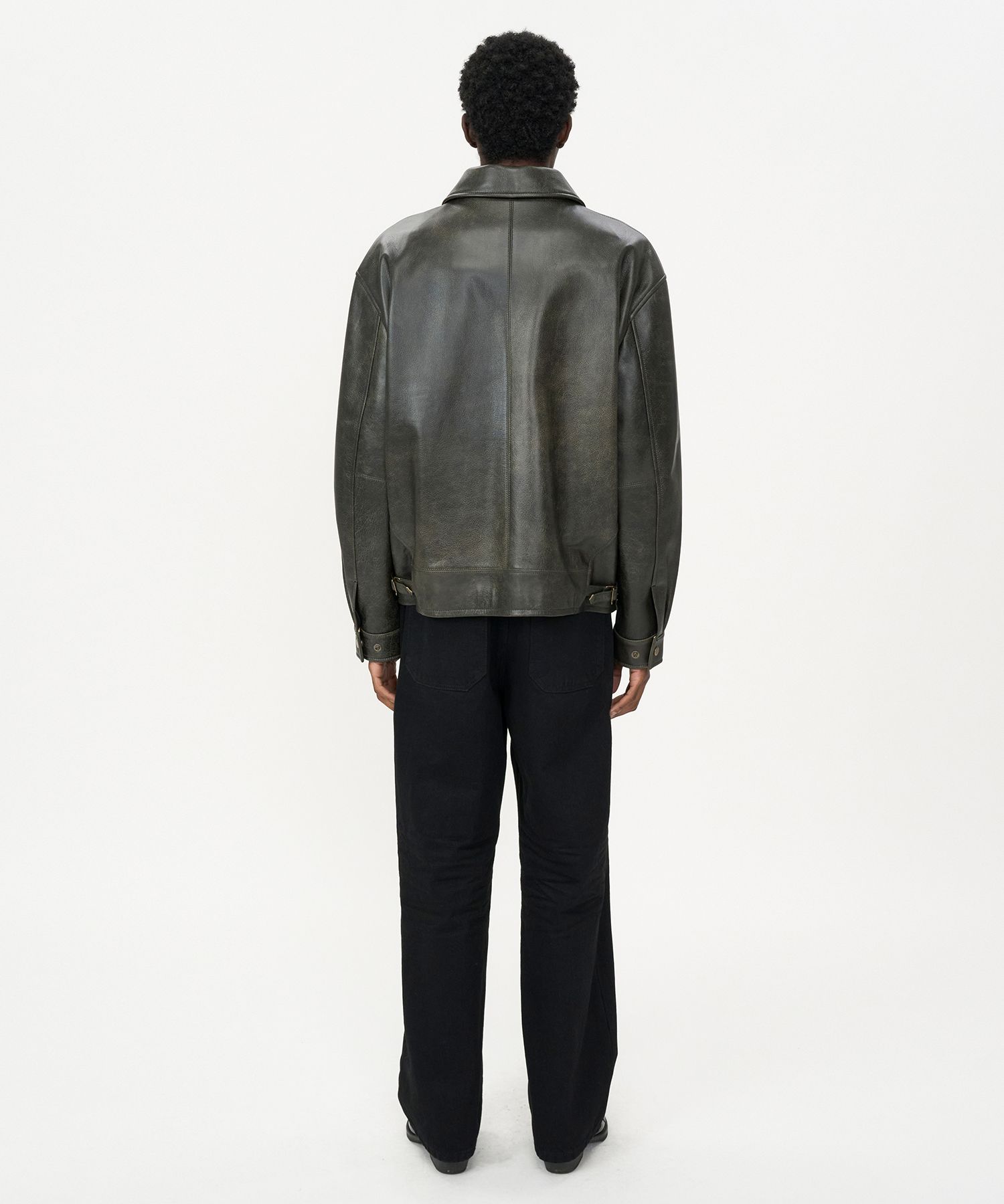 MUSINSA | INSILENCE Aged Leather Jacket BLACK