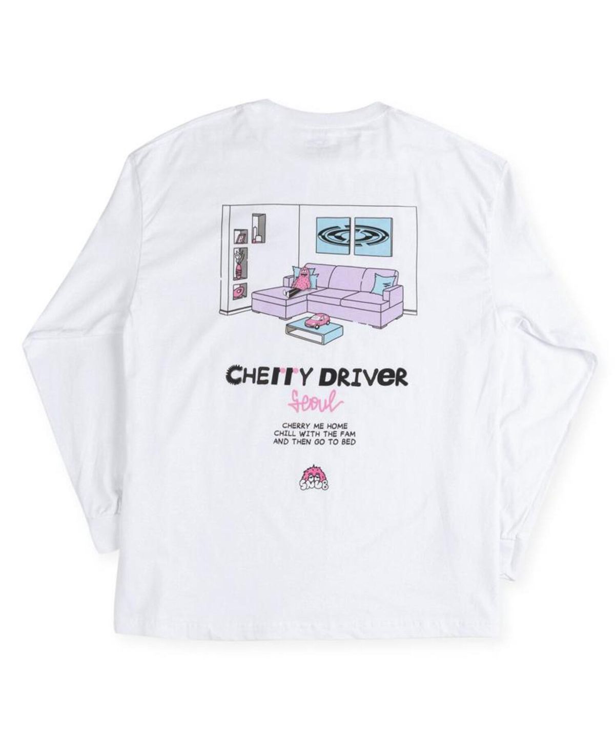 체리드라이버(CHERRY DRIVER) 체리 미 홈 x 라번즈 롱슬리브 화이트