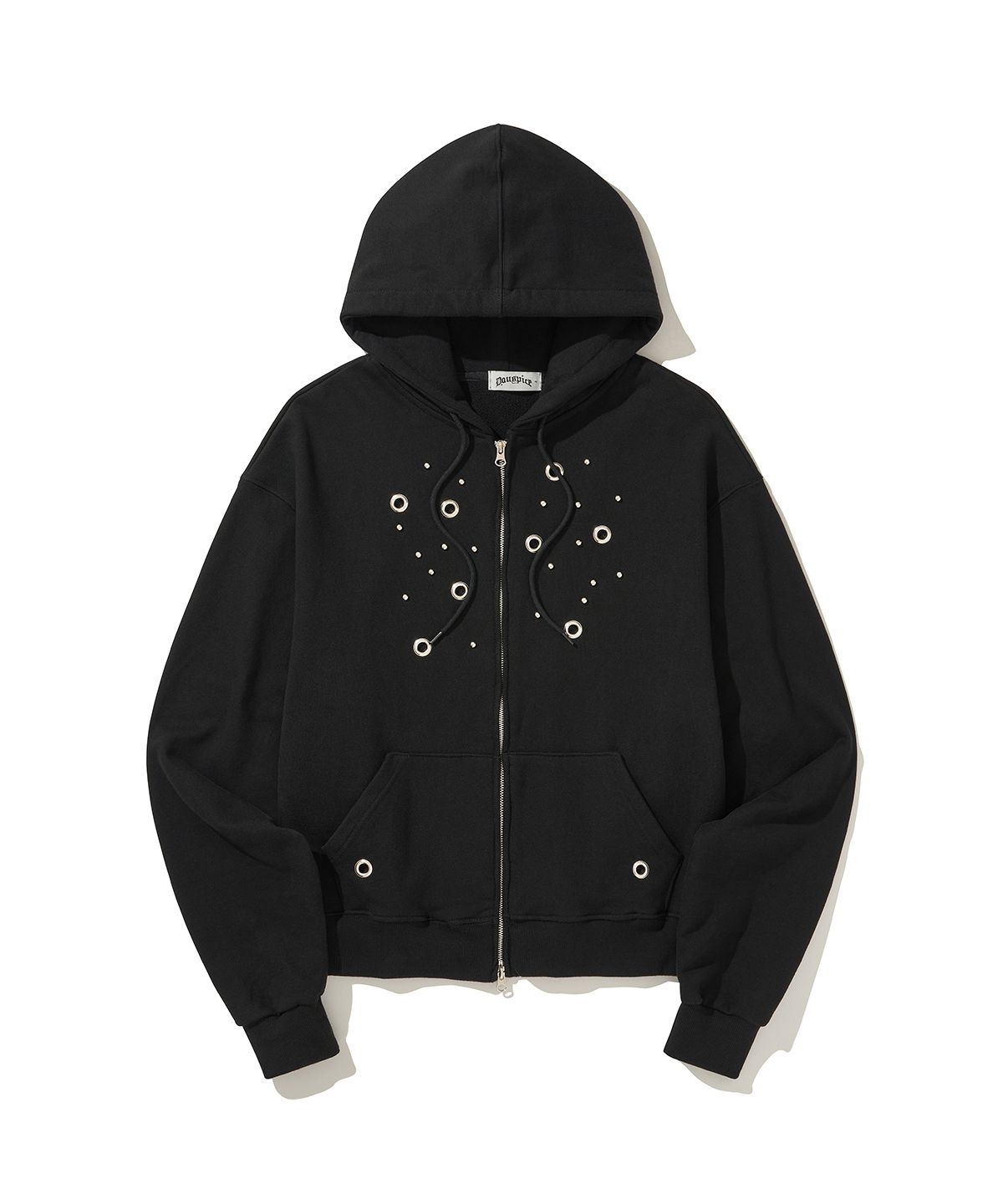 디오스피스(DAUSPICE) DUC) Eyelet Stud Hoodie Zip-up Black