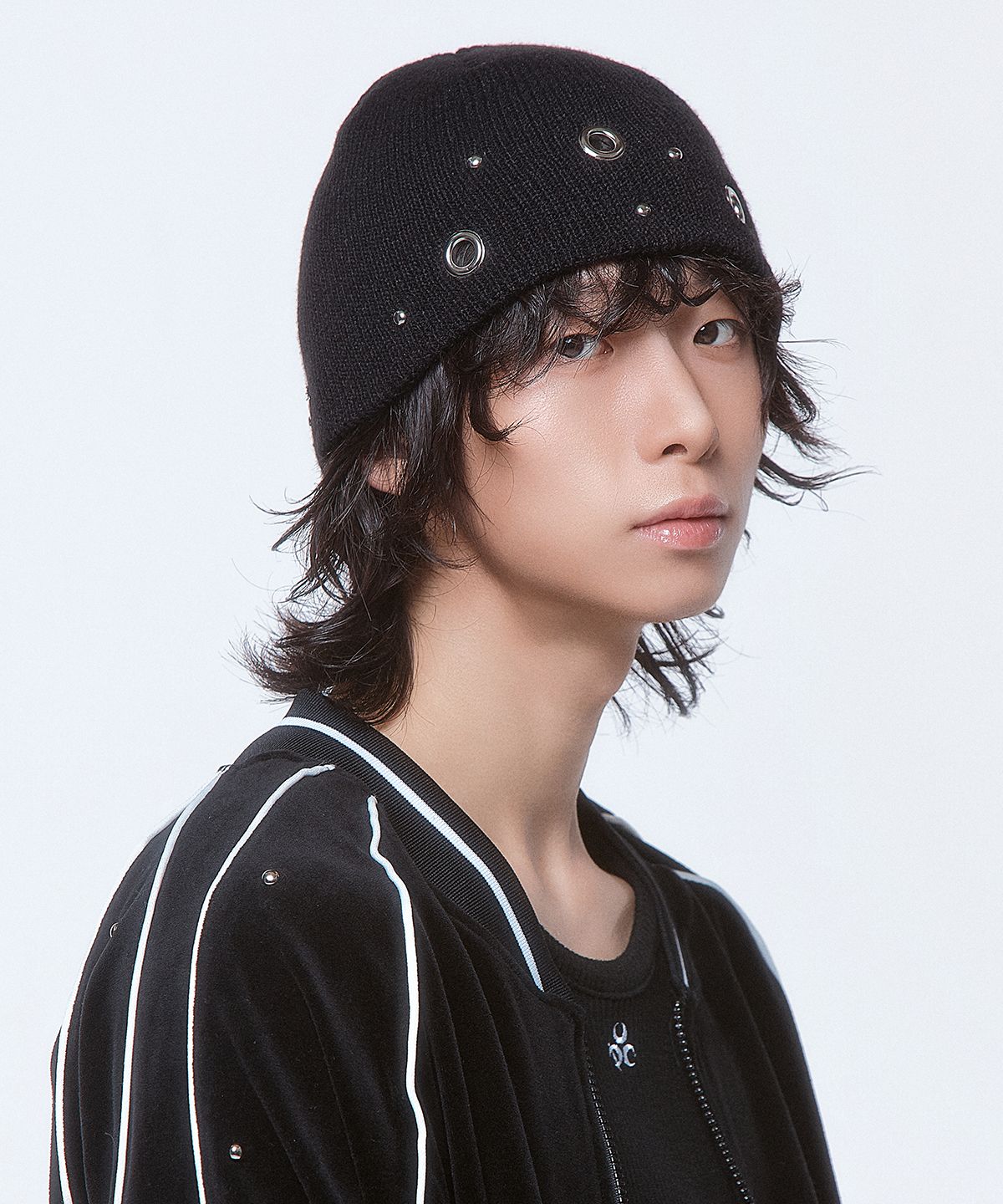 디오스피스(DAUSPICE) (DUC) Eyelet Stud Beanie Black