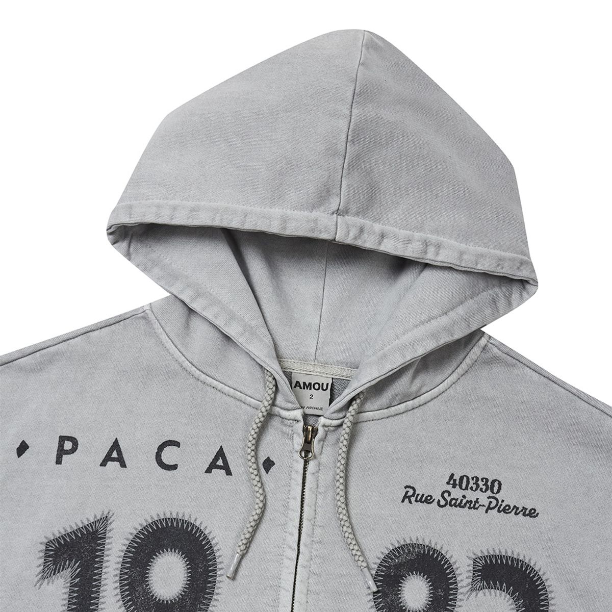 아모우(AMOU) 1982 Vintage Uniform hoodie zip up gray